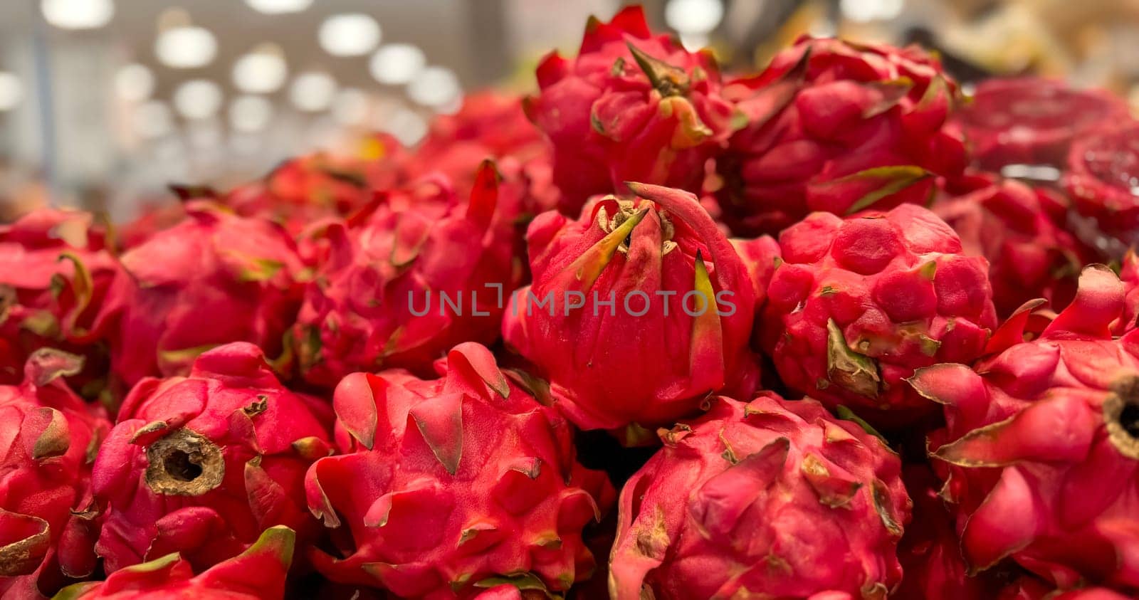 Fresh produce of dragon fruits or Hylocereus undatus 0r buah naga in Indonesian at the local market, healthy fresh fruit for salad or juice or any cooking options good for cooking recipes