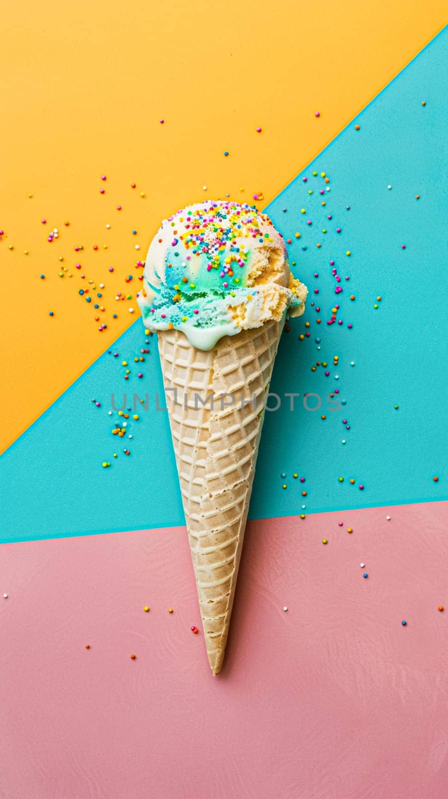 Ice cream colourful summer treat, sweet dessert in summertime, holiday food idea