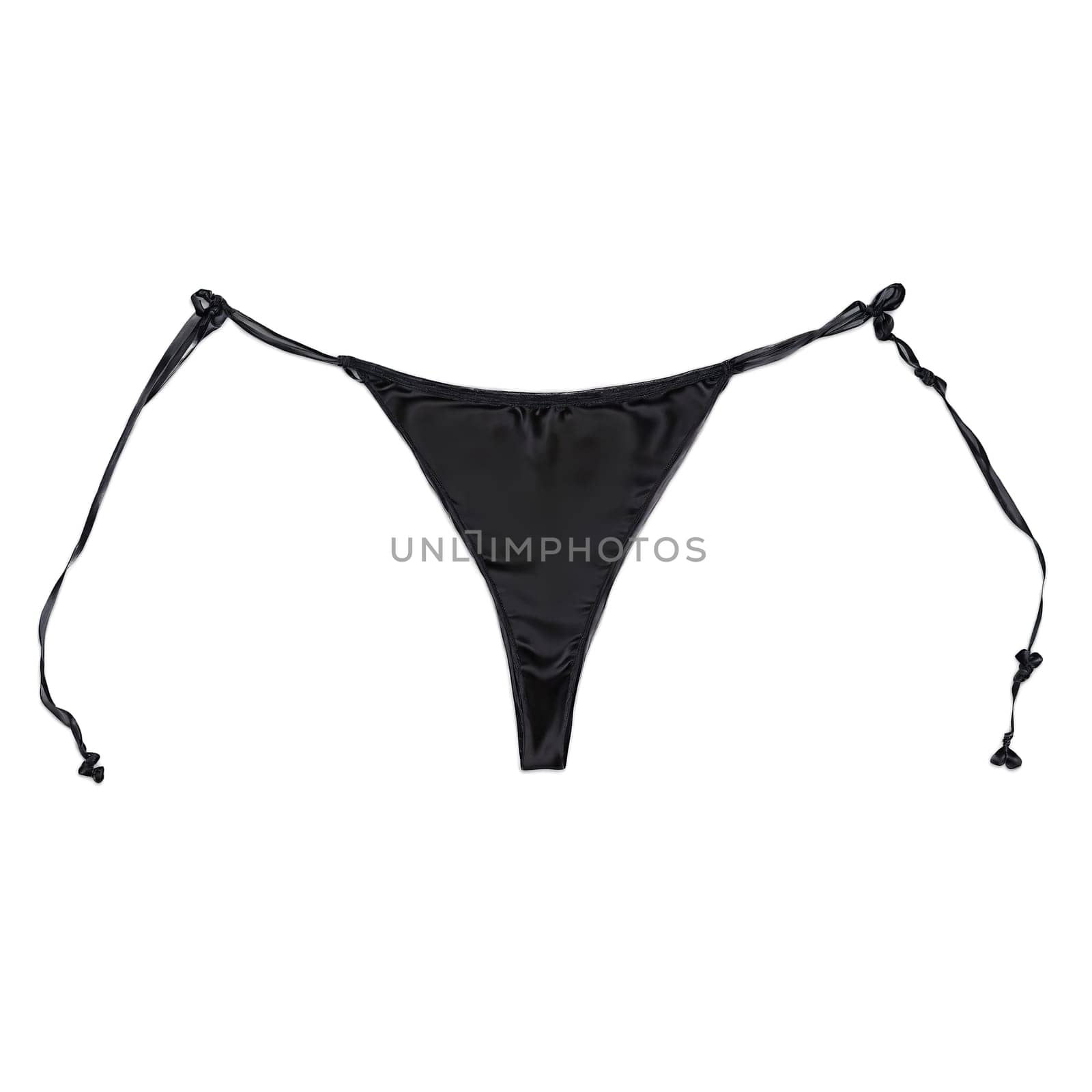 Black Silk G String A pair of black silk G string with a smooth. Woman lingerie isolated on transparent background