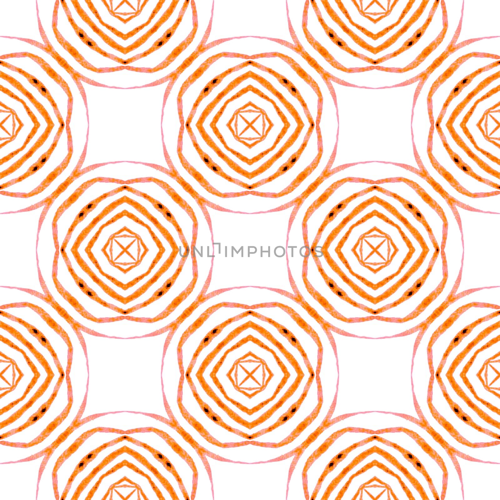 Hand drawn tropical seamless border. Orange cool boho chic summer design. Tropical seamless pattern. Textile ready fancy print, swimwear fabric, wallpaper, wrapping.