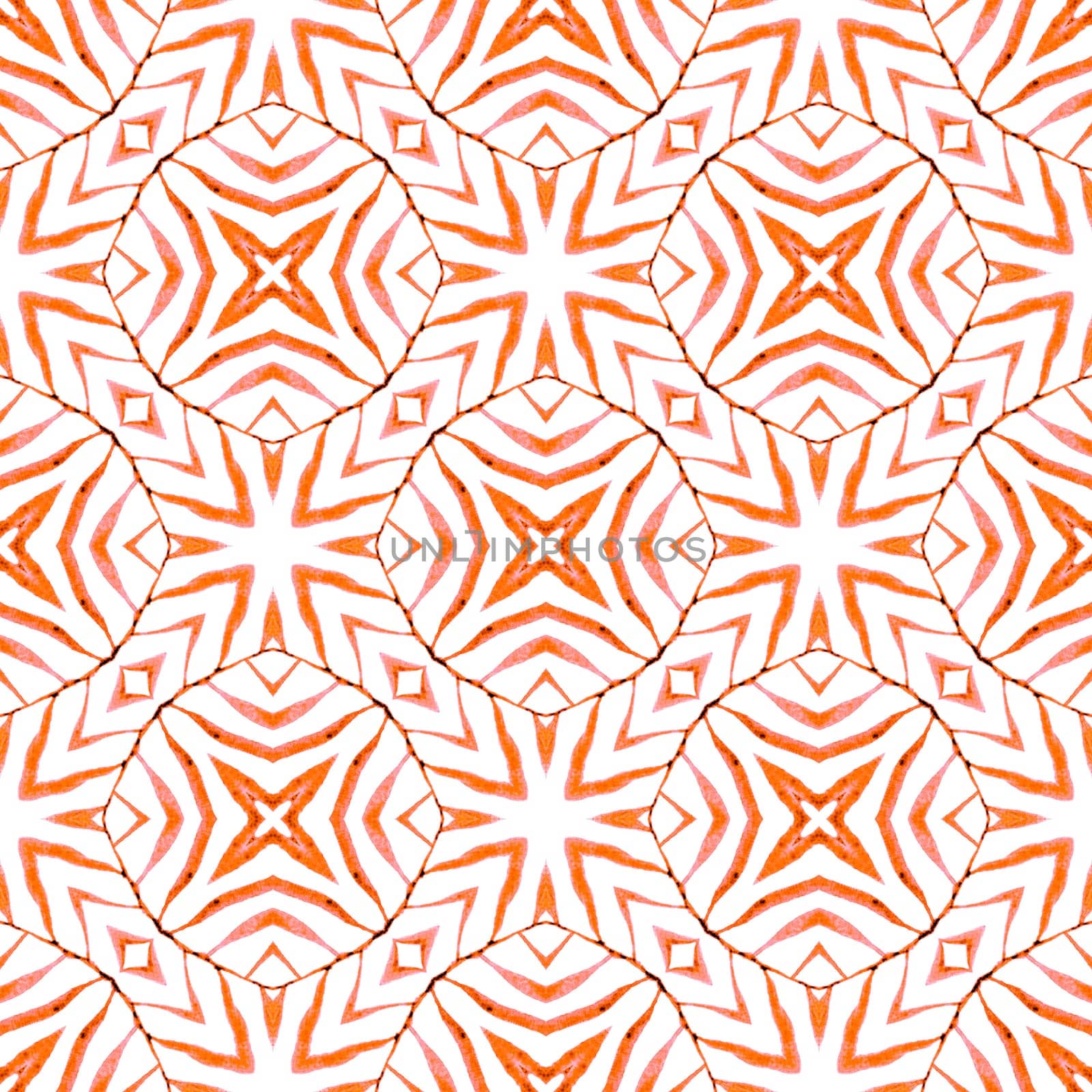Textile ready glamorous print, swimwear fabric, wallpaper, wrapping. Orange breathtaking boho chic summer design. Mosaic seamless pattern. Hand drawn green mosaic seamless border.
