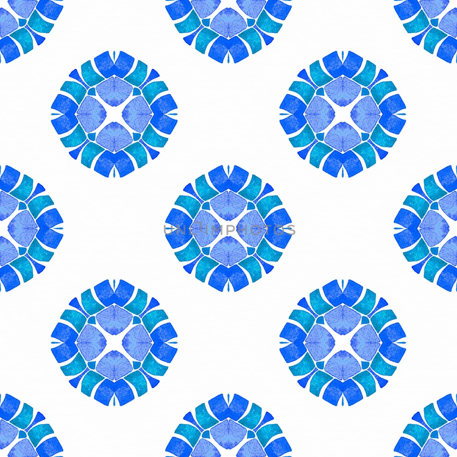 Textile ready exceptional print, swimwear fabric, wallpaper, wrapping. Blue outstanding boho chic summer design. Mosaic seamless pattern. Hand drawn green mosaic seamless border.
