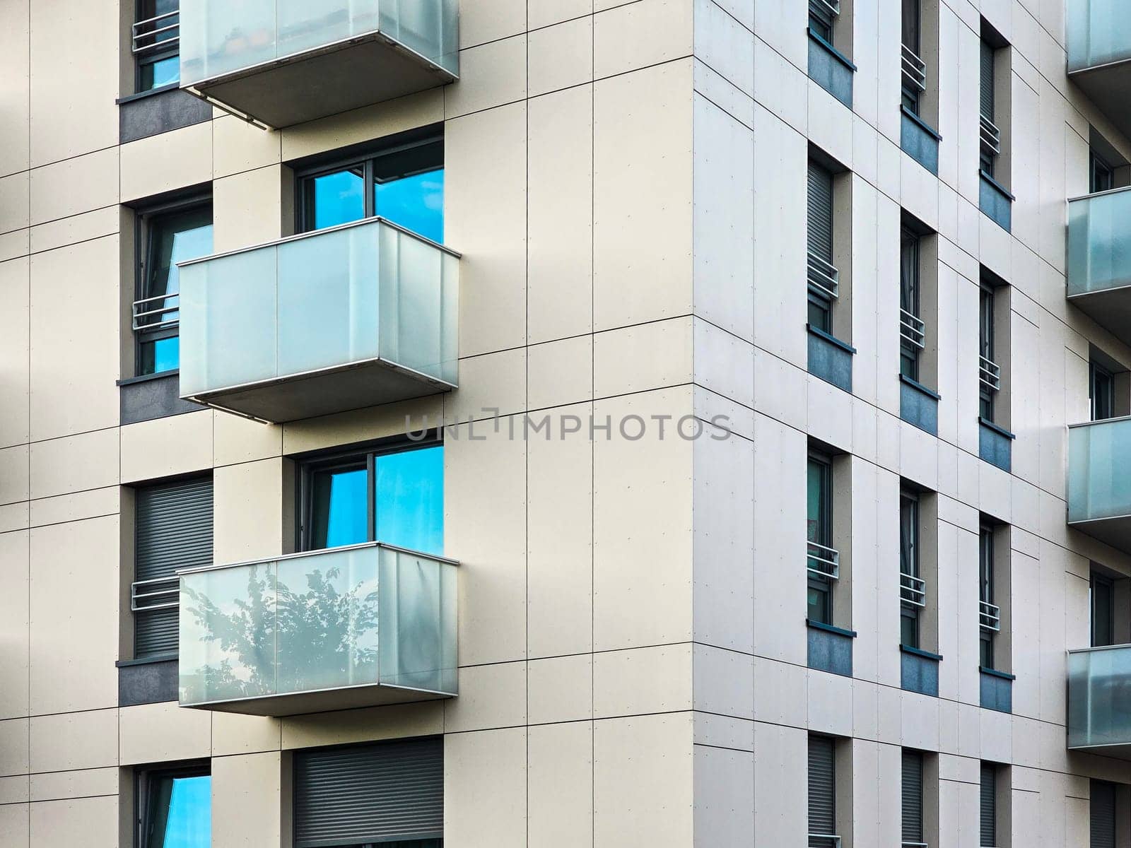 Architectural details of a modern residential building. A modern European apartment complex