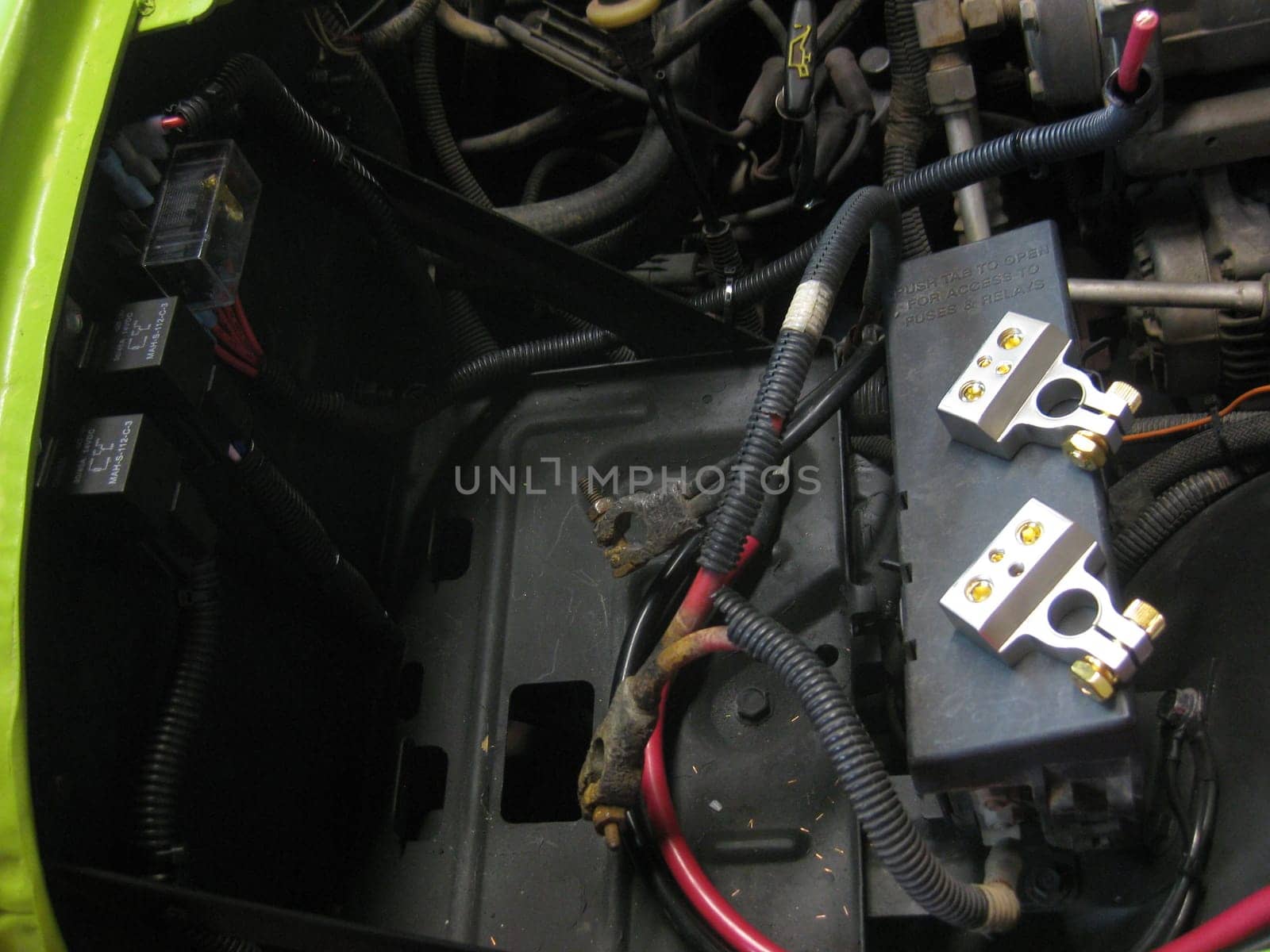 Installing New Battery Terminals for a Car Battery, Clean Electrical Work . High quality photo