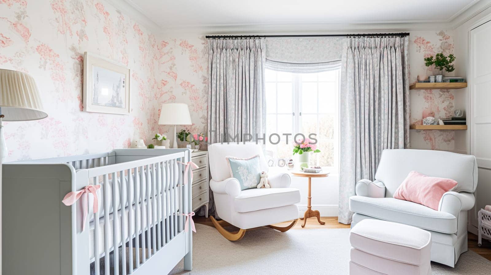 Baby room decor and interior design inspiration in beautiful English countryside style cottage