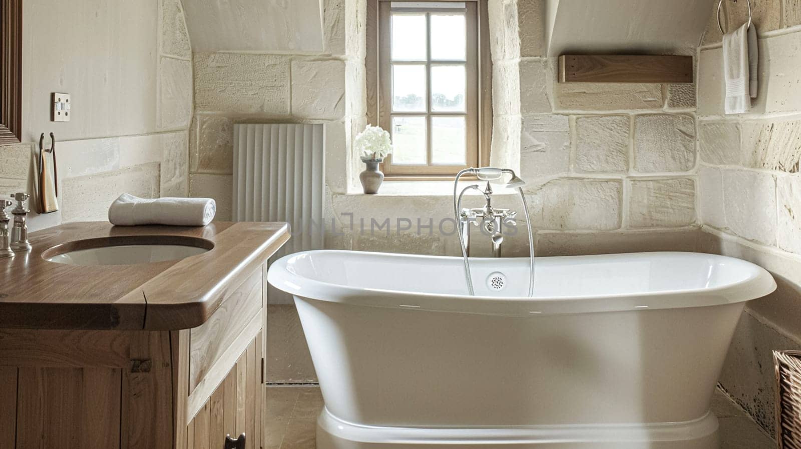 Cotswolds cottage style bathroom decor, interior design and home decor, bathtub and bathroom furniture, English countryside house by Anneleven