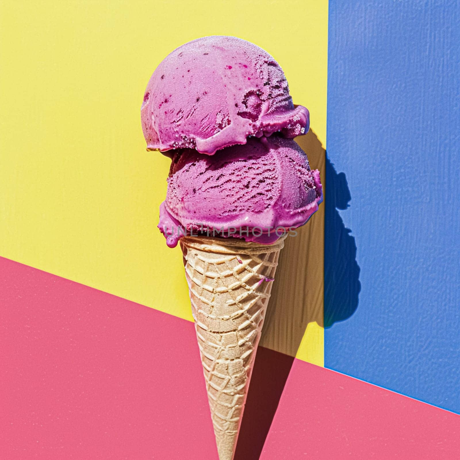 Ice cream colourful summer treat, sweet dessert in summertime, holiday food idea