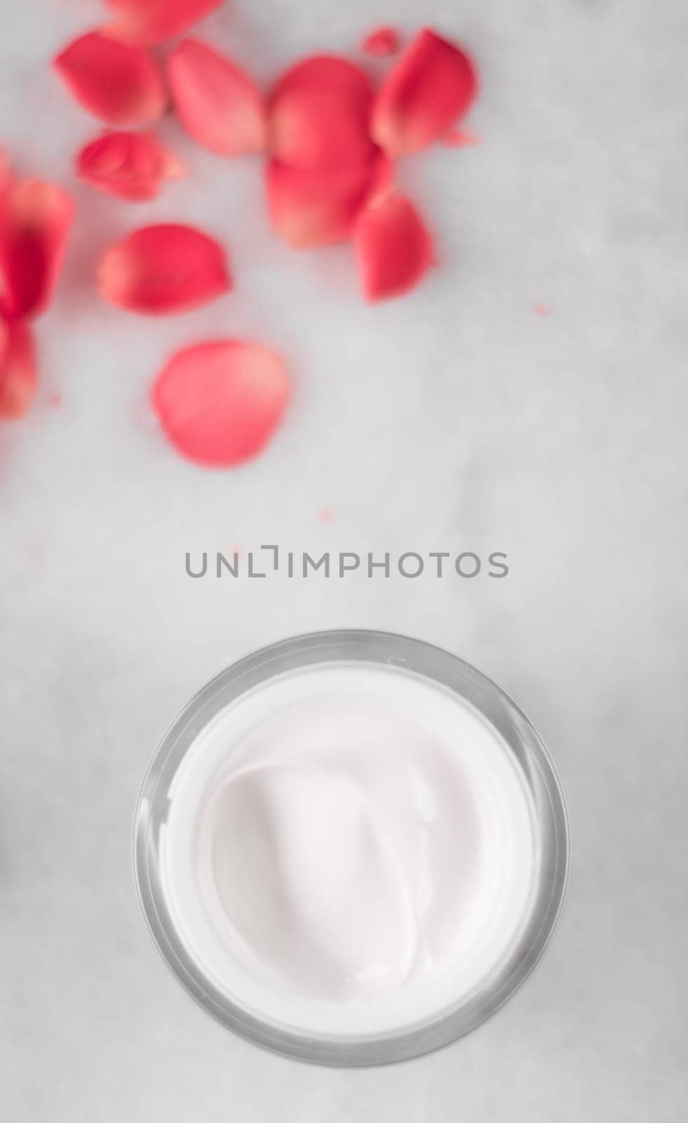 luxe face cream and rose petals - cosmetics with flowers styled beauty concept, elegant visuals