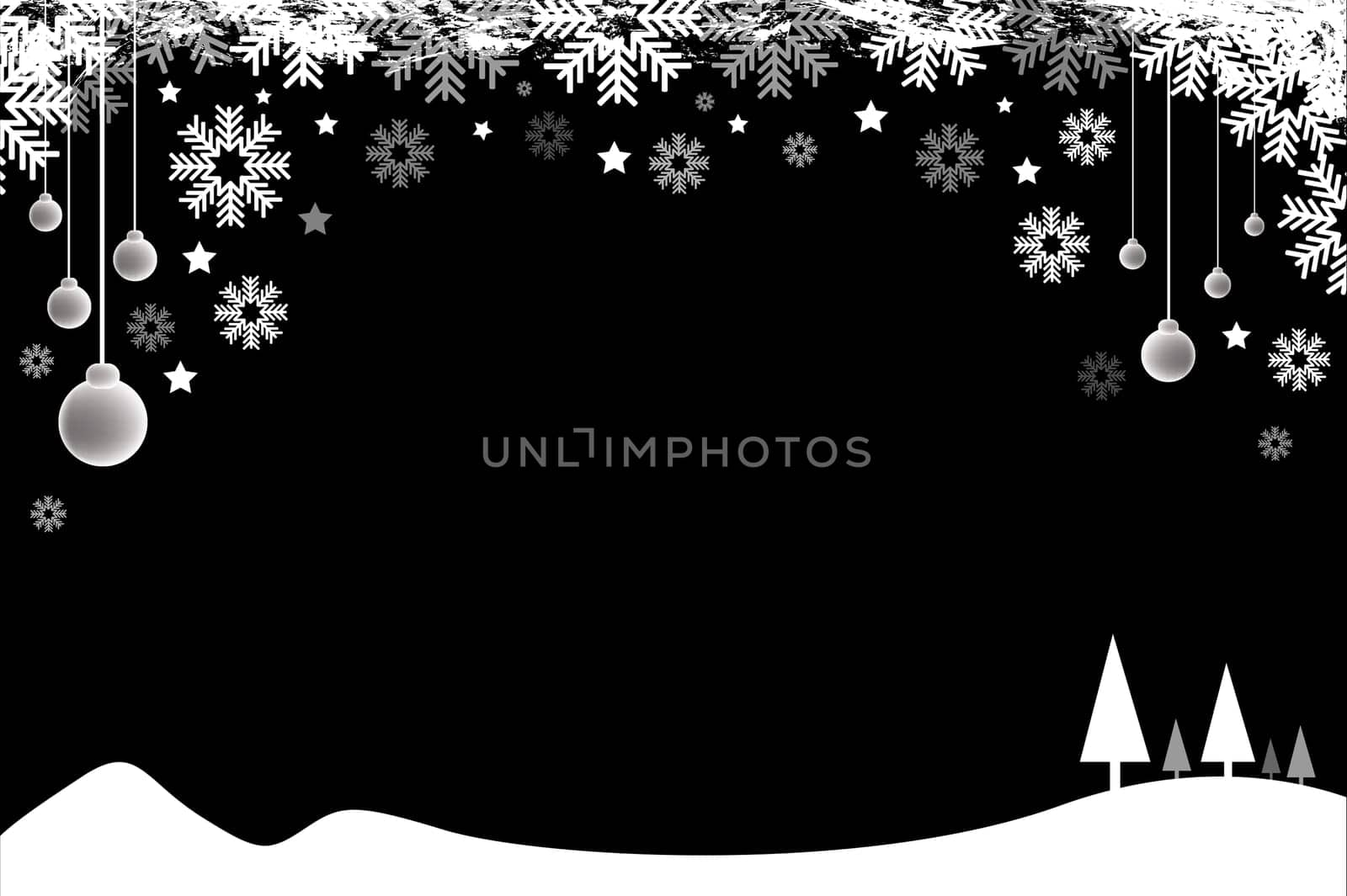 Merry Christmas frame ball on black background