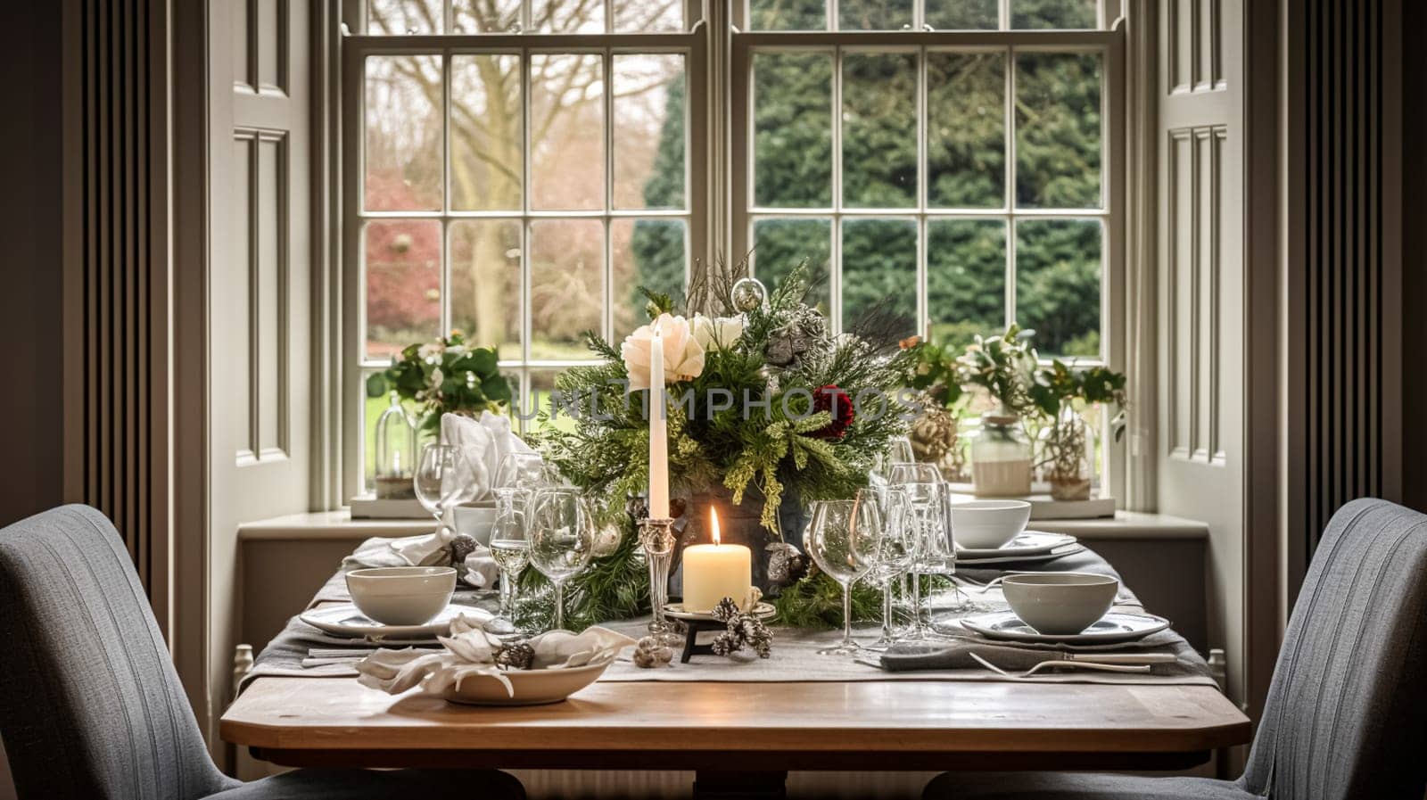 Christmas holiday family breakfast, table setting decor and festive tablescape, English country and home styling inspiration