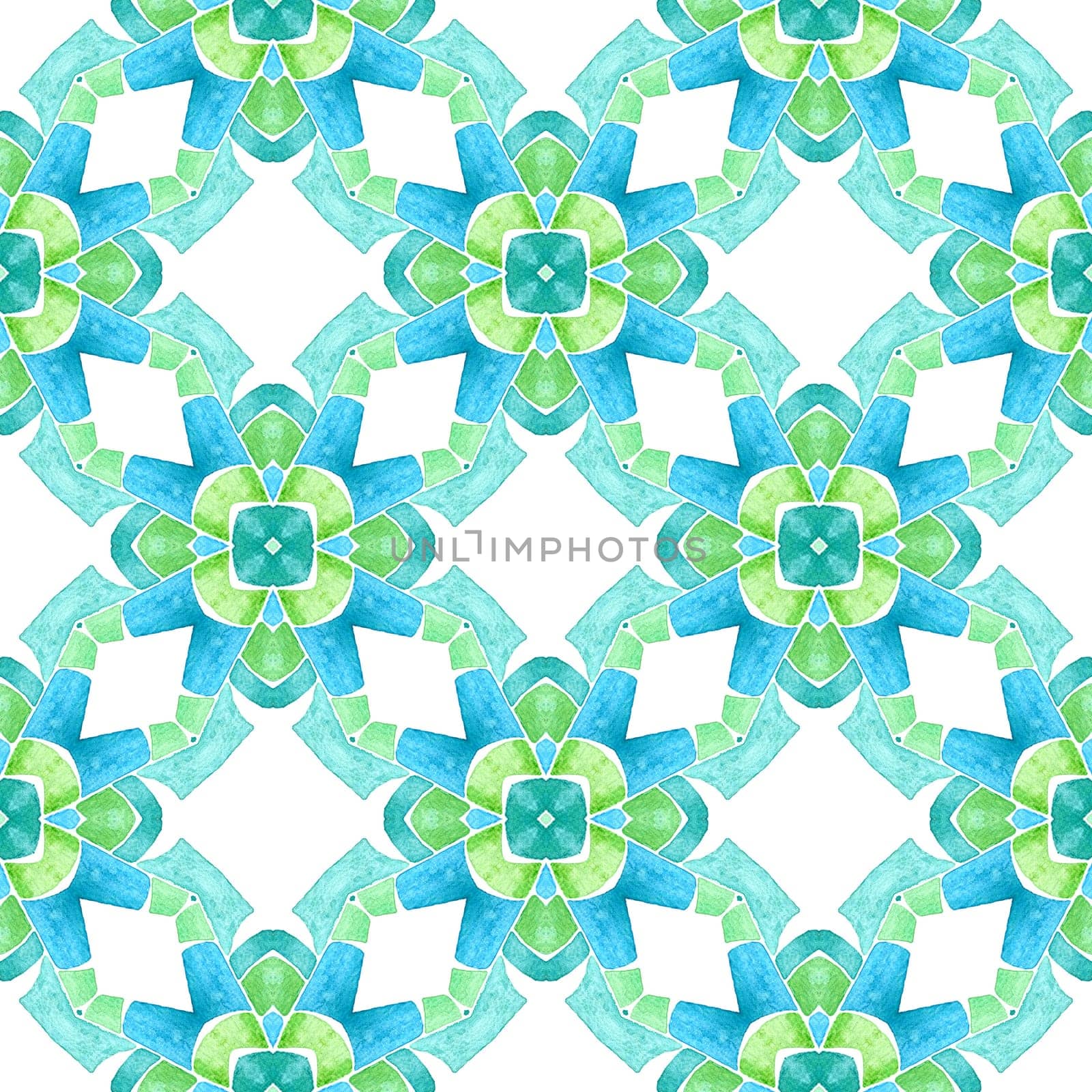 Mosaic seamless pattern. Green mind-blowing boho chic summer design. Hand drawn green mosaic seamless border. Textile ready great print, swimwear fabric, wallpaper, wrapping.