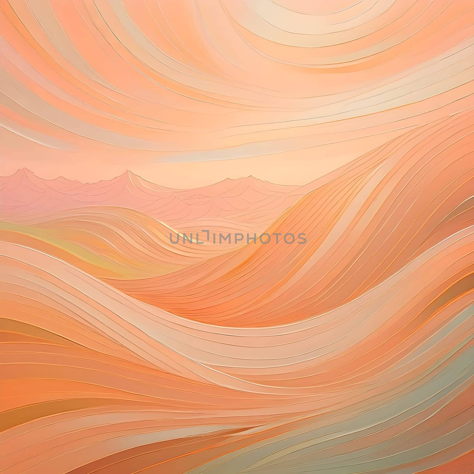 Mountain background in peach colors. Minimal landscape art with watercolor brush and line texture. Abstract art wallpapers for prints, art decorations, wall paintings and canvas prints