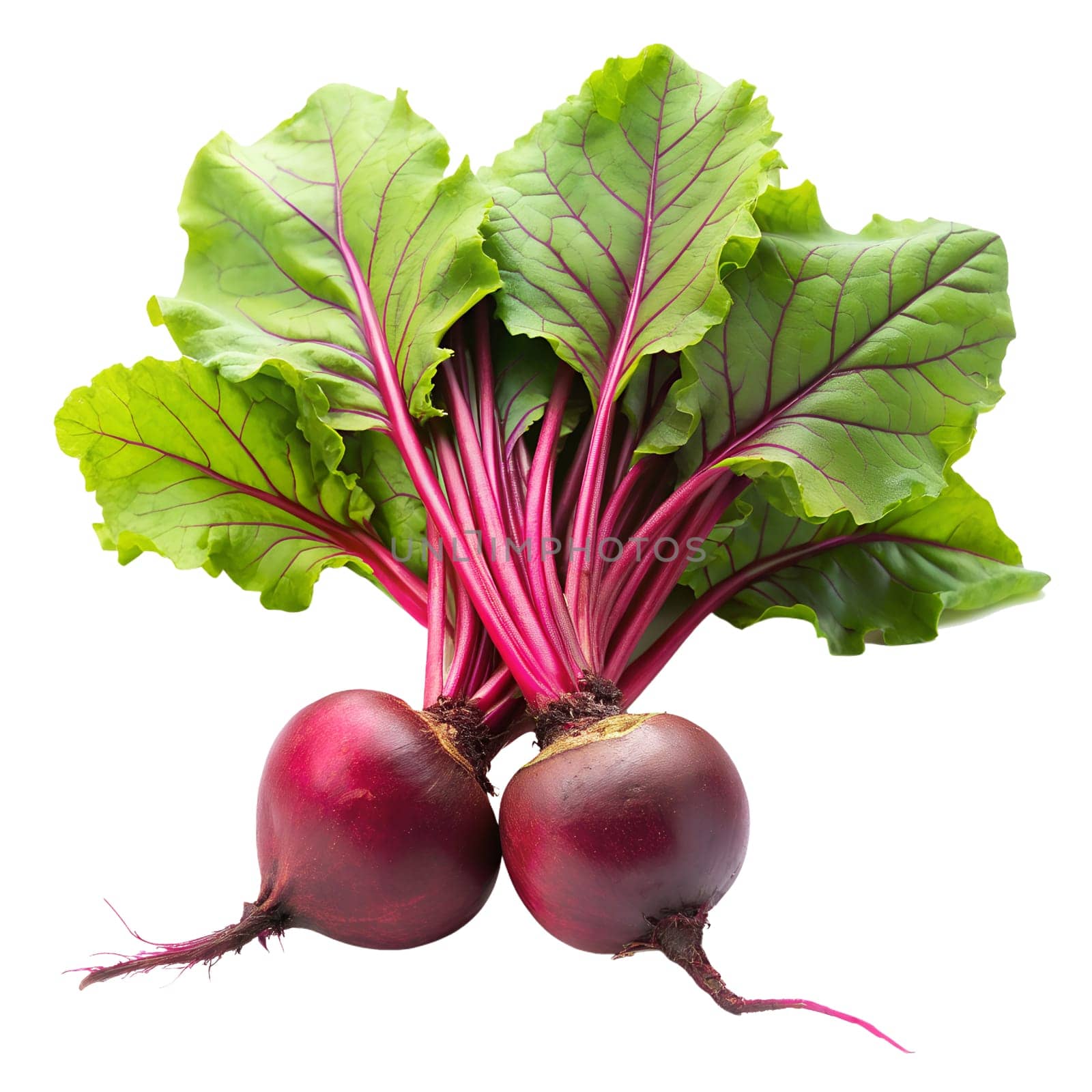 Red Beetroot with leaves isolated on white background, Fresh beetroot isolated on white background. Generated AI illustration.
