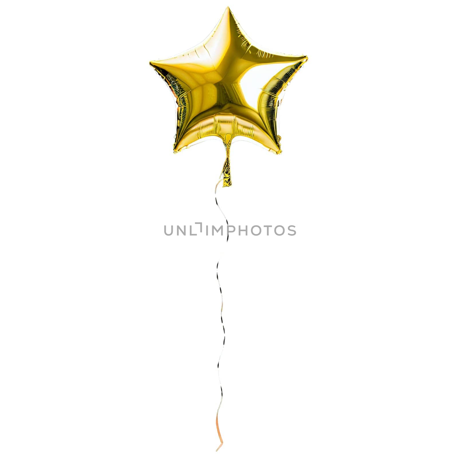 Star-shaped balloon floats against transparent background. Captured during celebration for decorative purpose