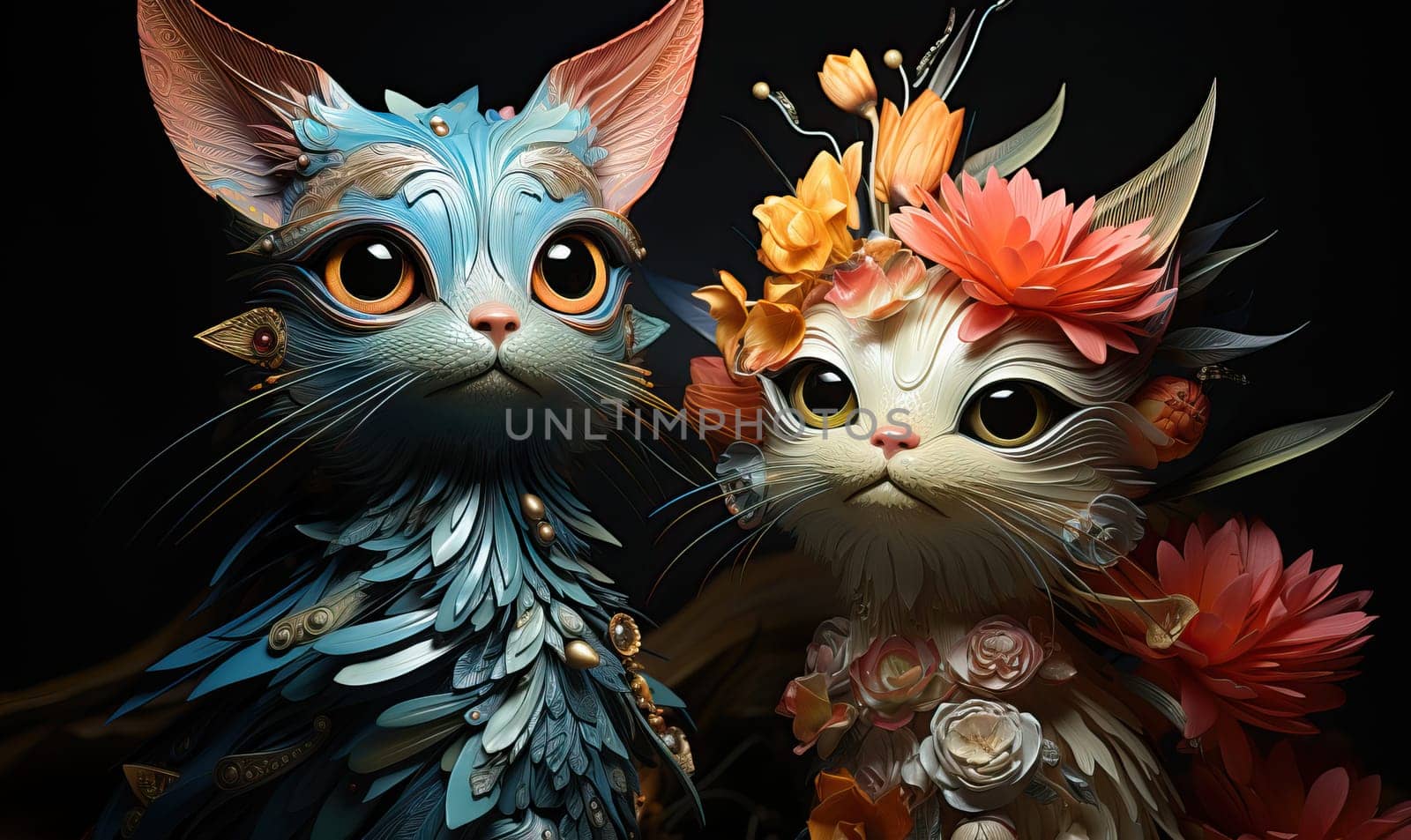 Fantasy cats on a dark background. by Fischeron