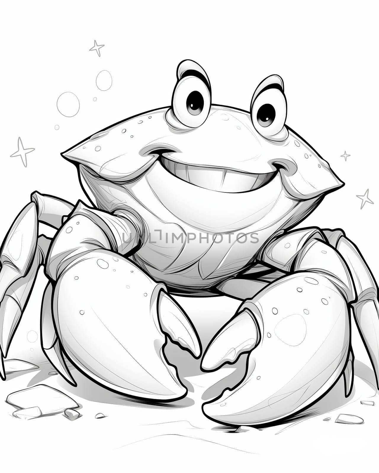 Coloring book for children, coloring animal, crab. Selective soft focus.