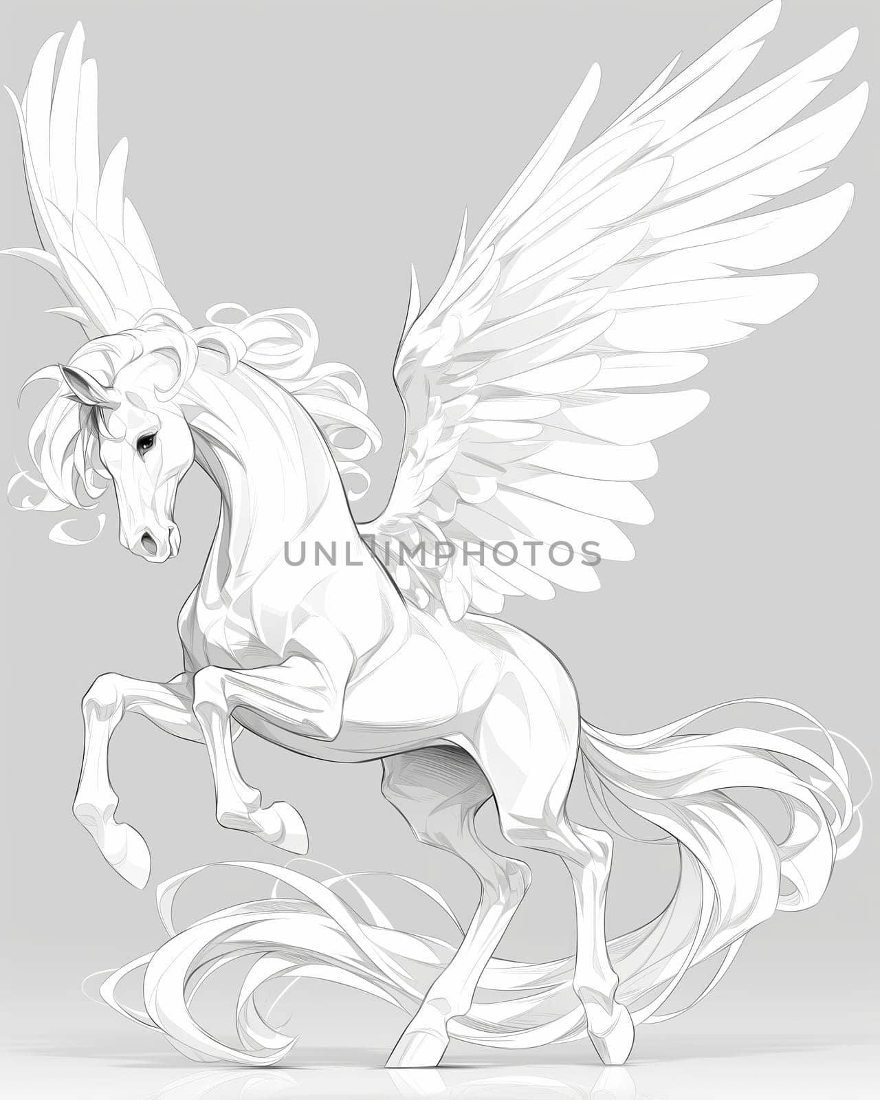 Coloring book for kids, animal coloring, pegasus, unicorn. by Fischeron