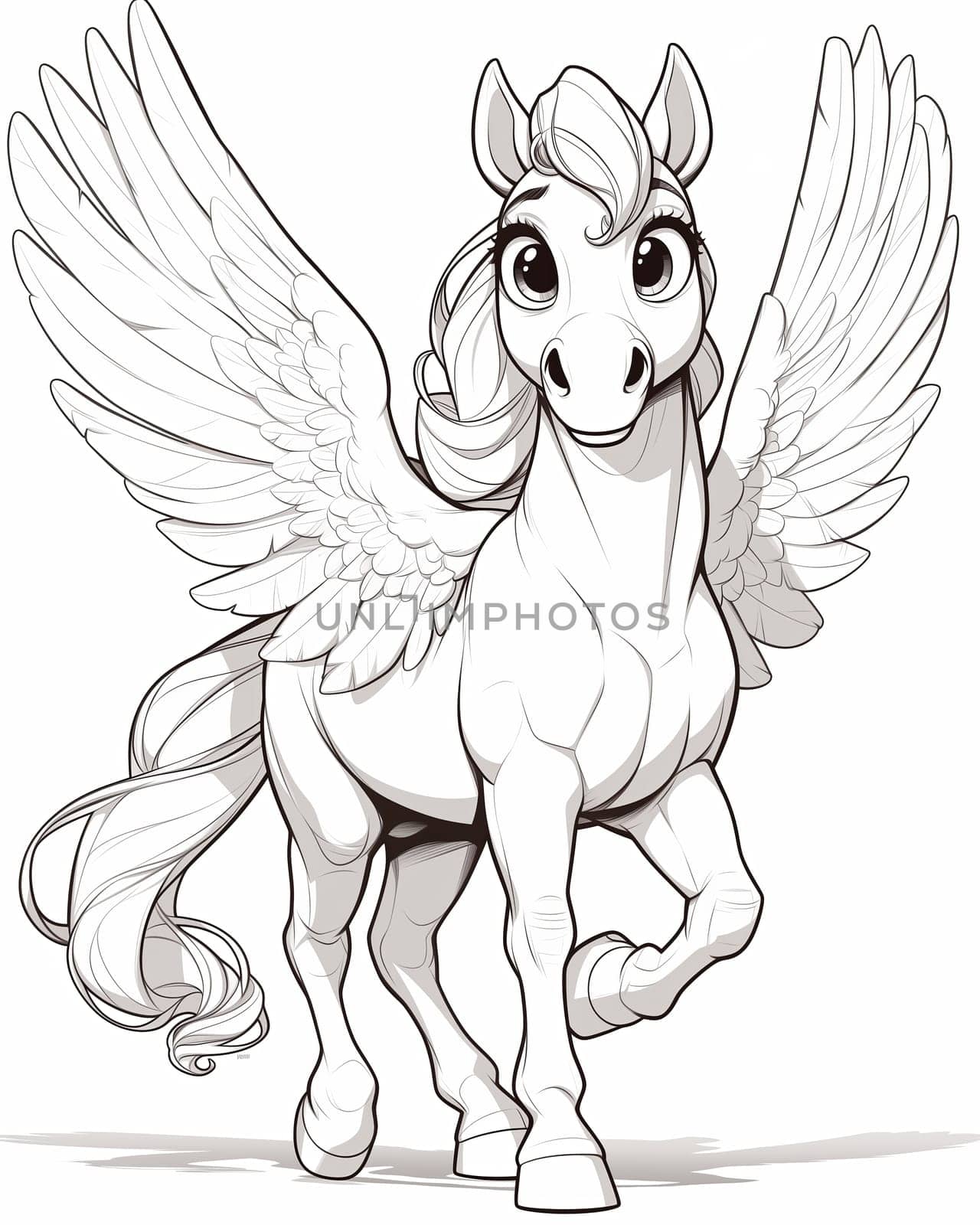 Coloring book for kids, animal coloring, pegasus, unicorn. by Fischeron