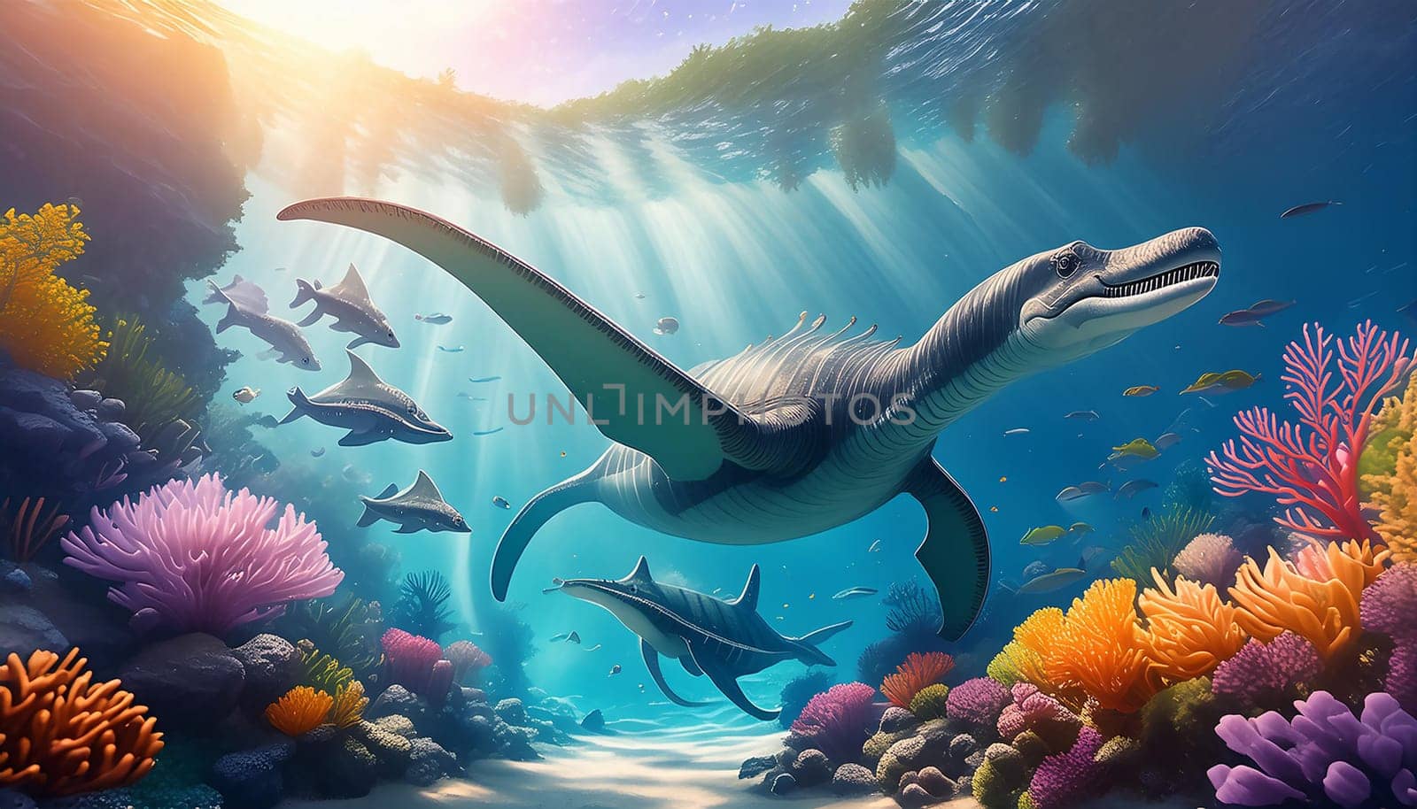 Plesiosaurus was a carnivorous marine reptile that lived in the seas surrounding England during the Jurassic Period.