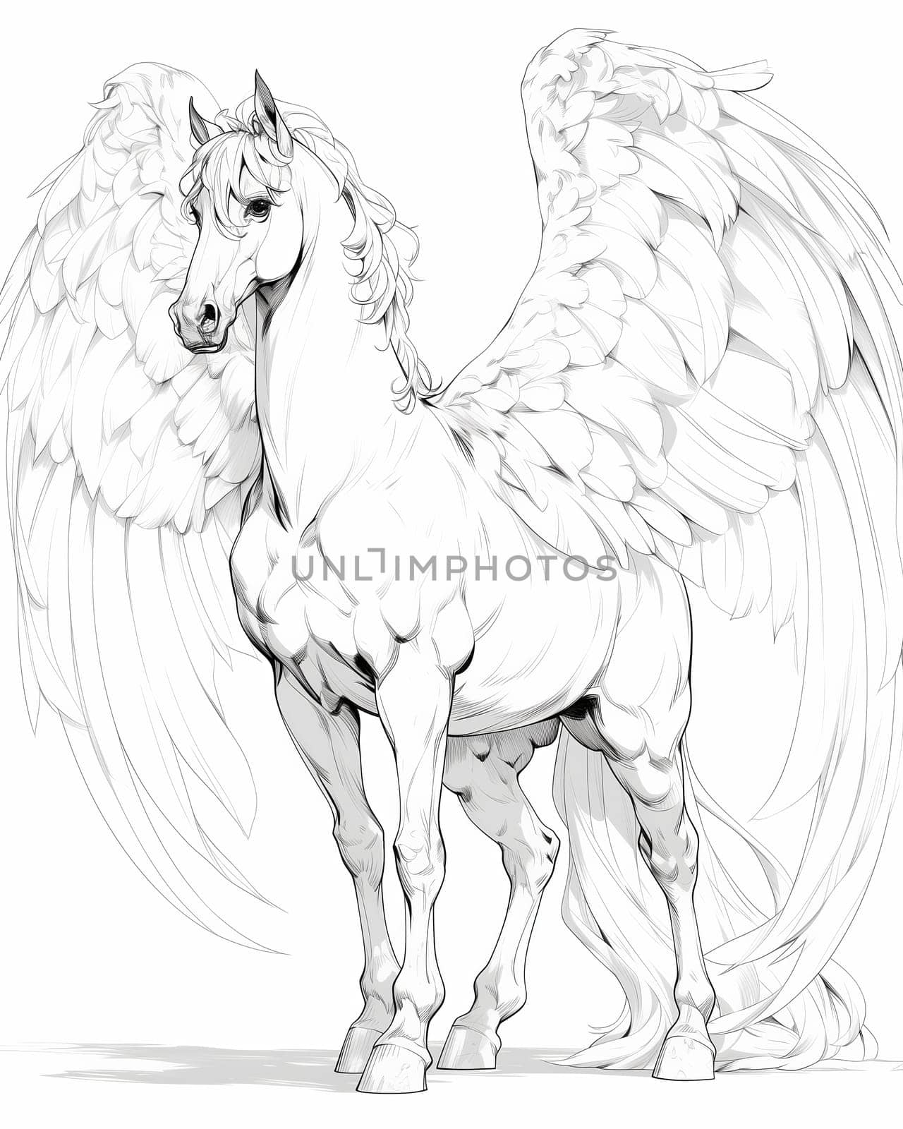 Coloring book for kids, animal coloring, pegasus, unicorn. by Fischeron
