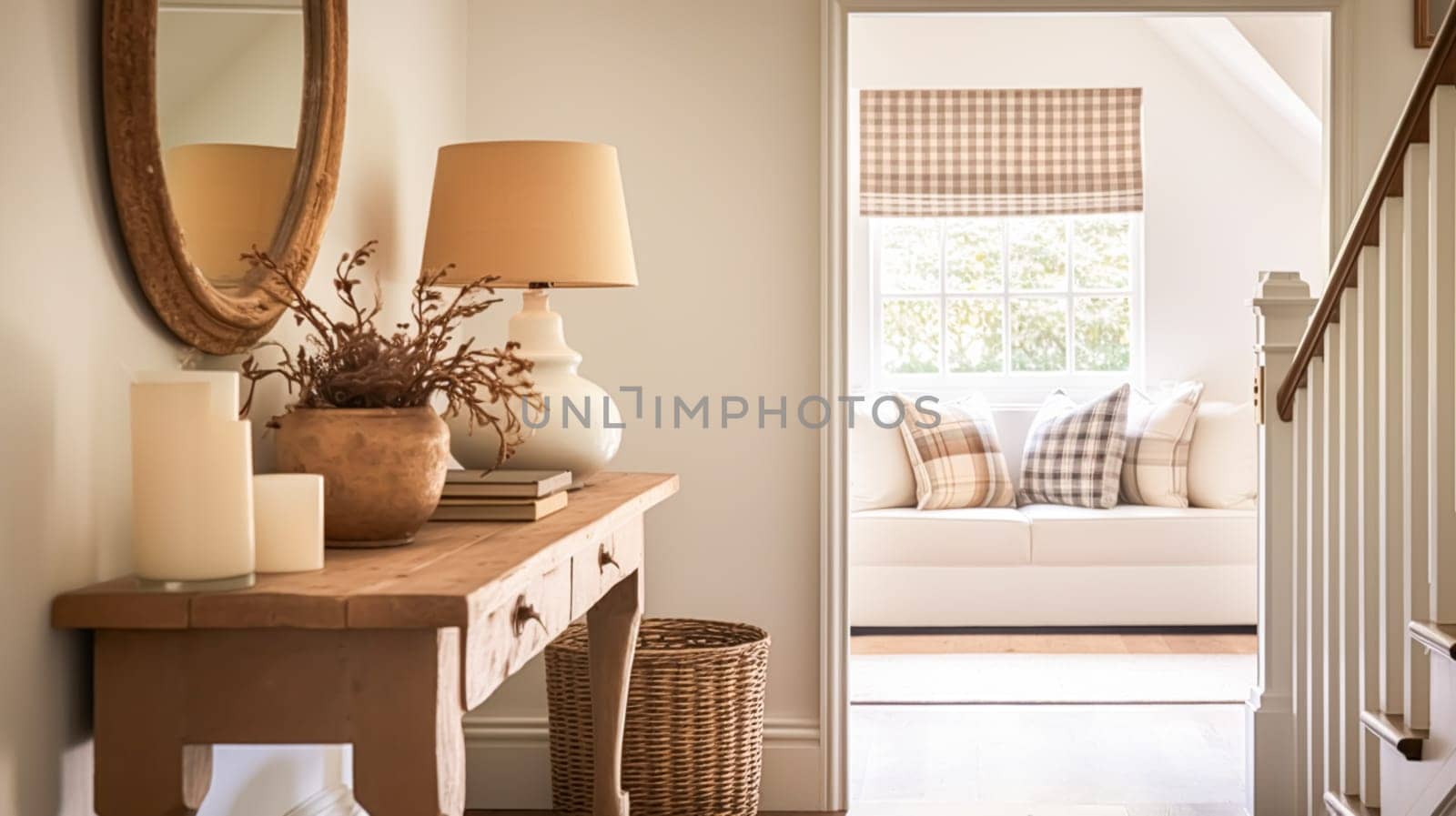 Autumnal hallway decor, interior design and house decoration, welcoming autumn entryway furniture, stairway and entrance hall home decor in an English country house and cottage style by Anneleven