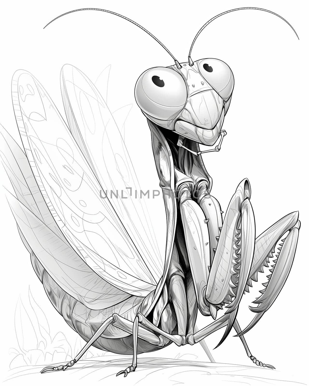 Coloring book for kids, insect coloring,mantis. by Fischeron