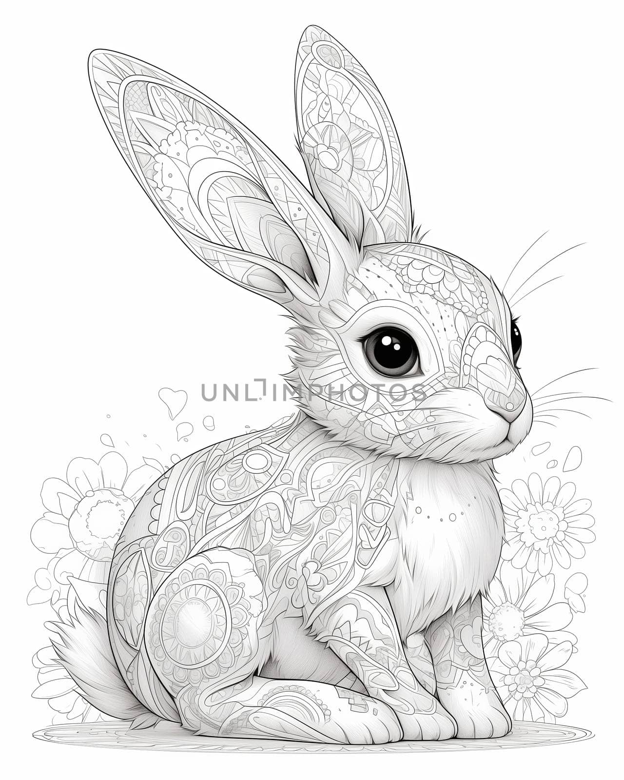 Coloring book for kids, animal coloring, hare. by Fischeron