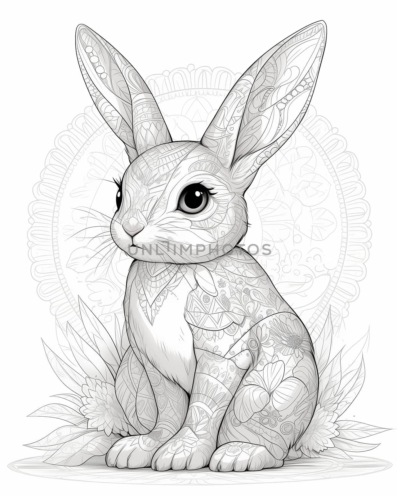 Coloring book for kids, animal coloring, hare. by Fischeron