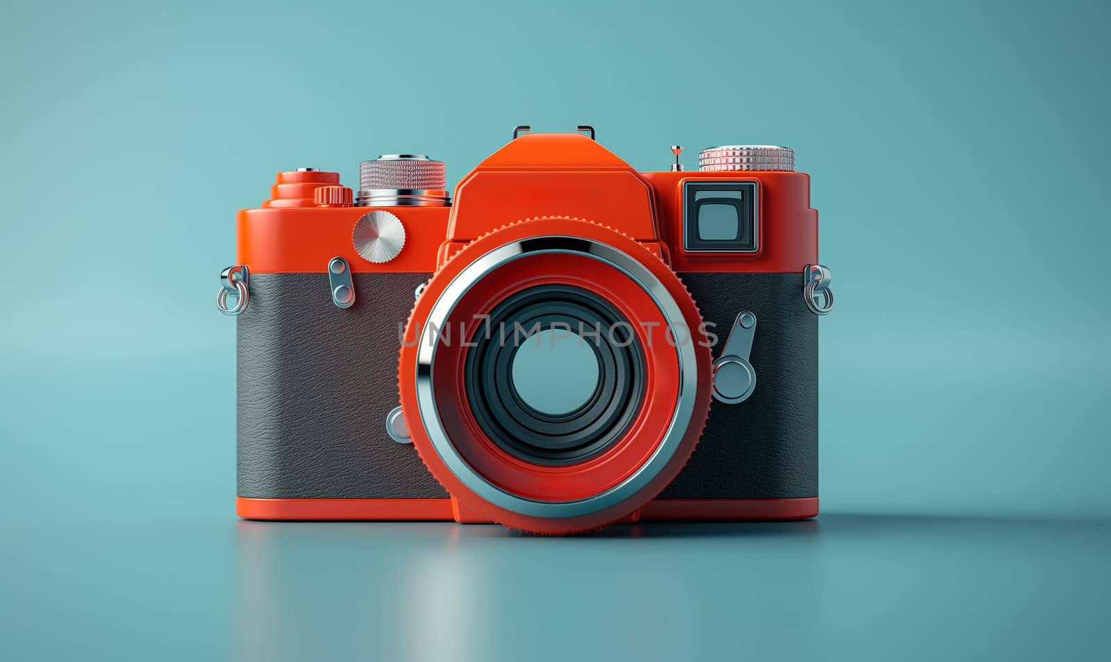 Photo camera in airbrush style on a colored background. by Fischeron