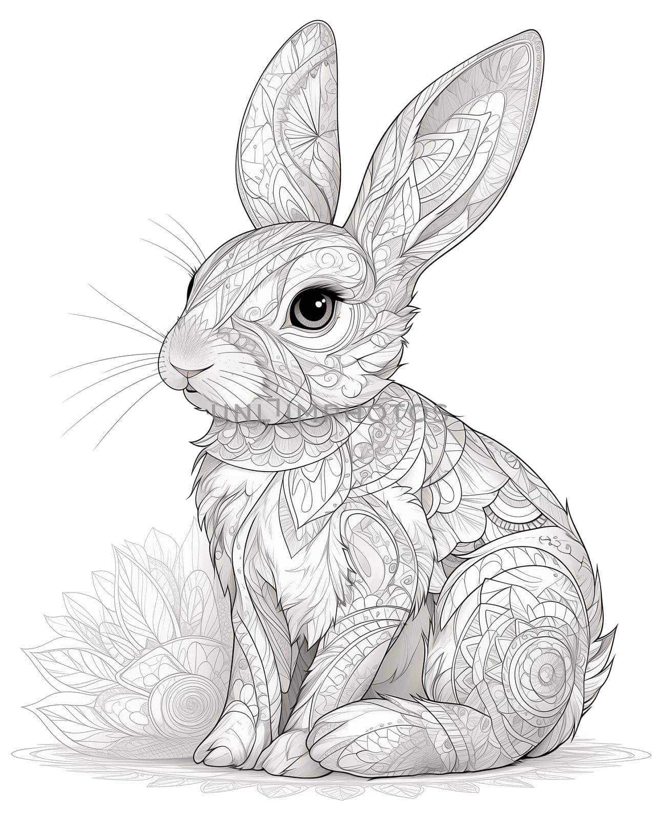 Coloring book for kids, animal coloring, hare. by Fischeron