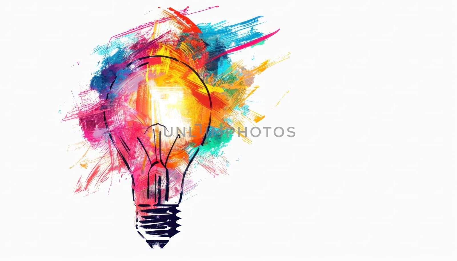 Colorful lightbulb with paint splash on white background for creative art and design inspiration