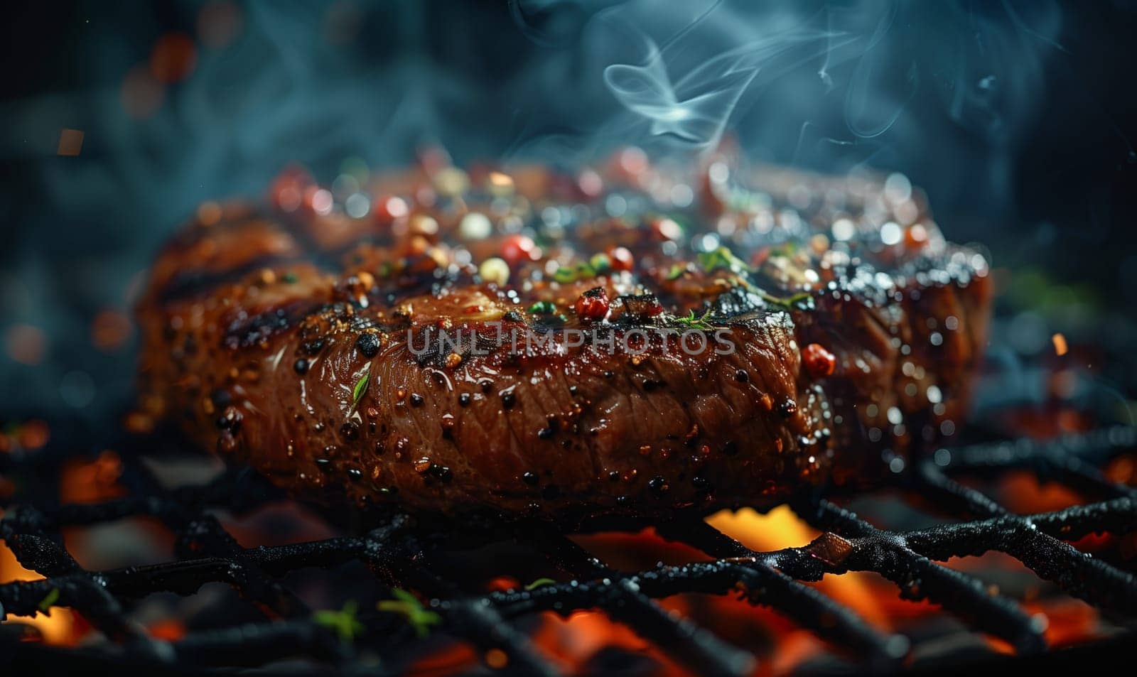 Pieces of meat cooked on the grill. Selective focus