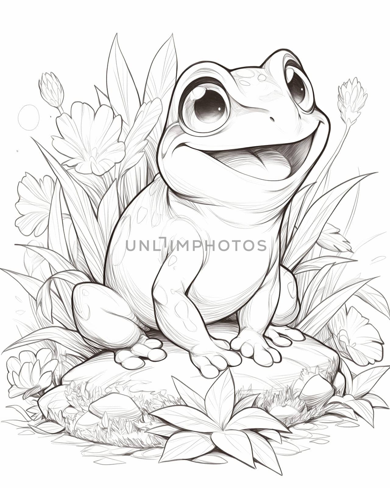 Coloring book for kids, animal coloring, frog. by Fischeron