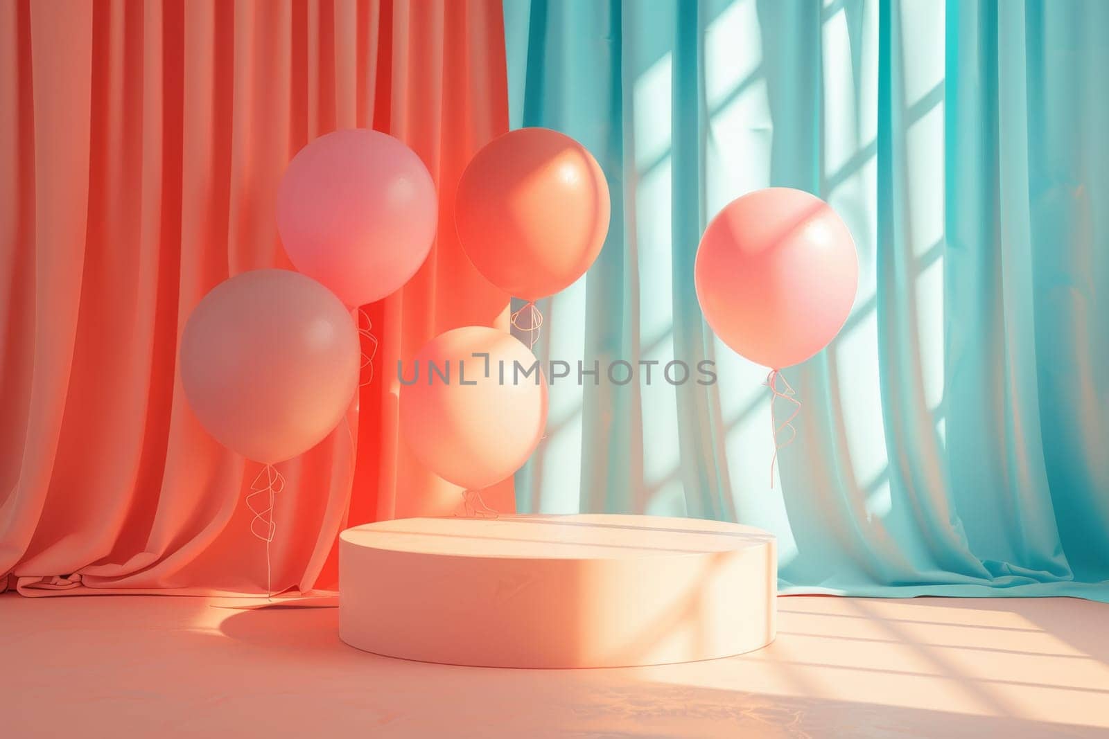 Minimal Podium state platform or Dais with pastel background.