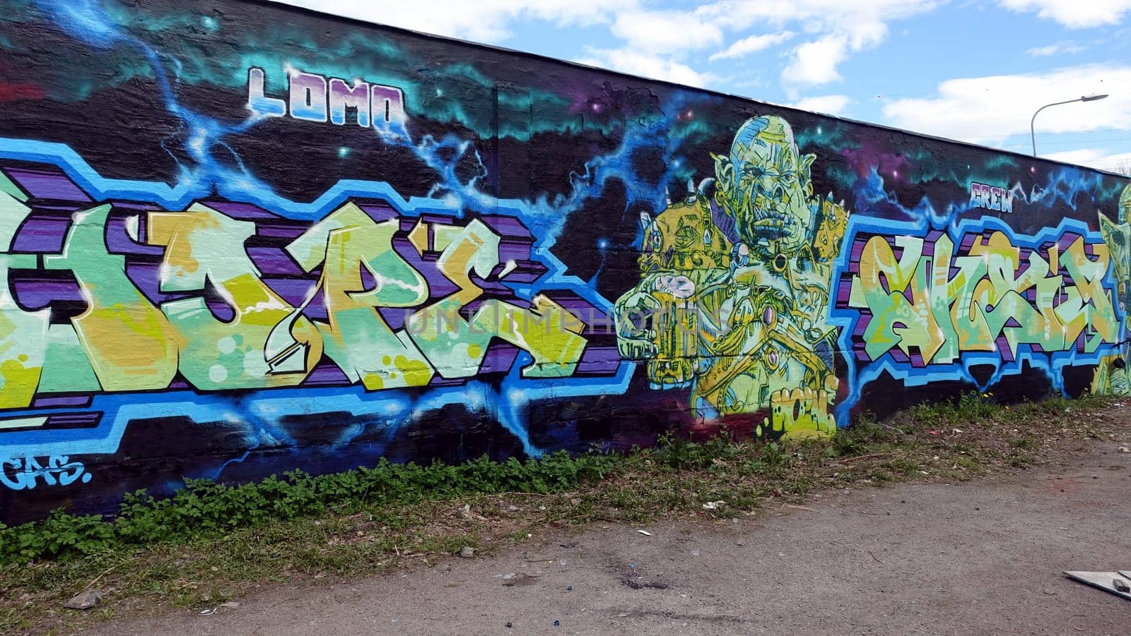 Stockholm, Snosatra, Sweden. May 12 2024. Spring beast. Graffiti exhibition on the outskirts of the city. Orc.