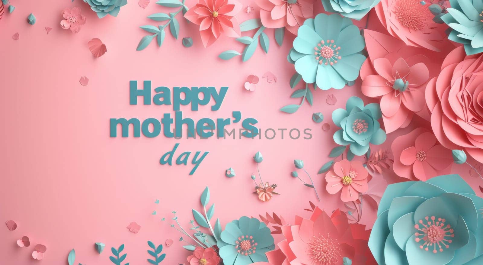 Beautiful mother's day background with pink flowers and leaves for celebration and appreciation of moms