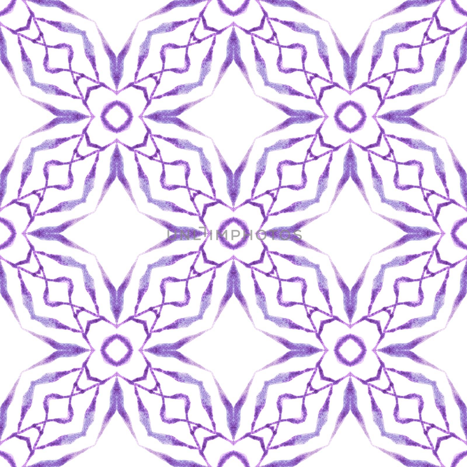 Hand drawn green mosaic seamless border. Purple alluring boho chic summer design. Textile ready pretty print, swimwear fabric, wallpaper, wrapping. Mosaic seamless pattern.