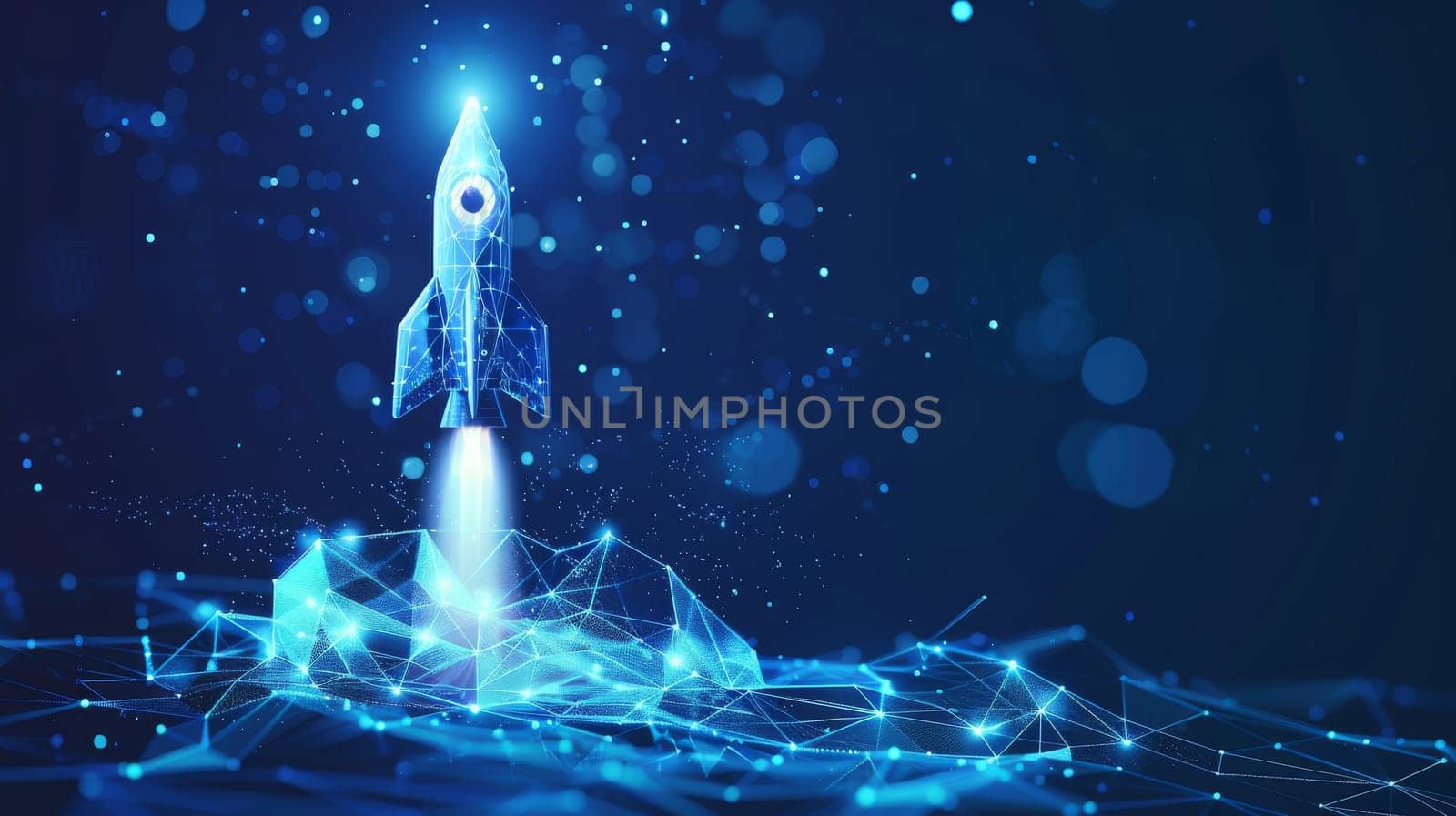 Abstract rocket on technology background. investment technology concept.