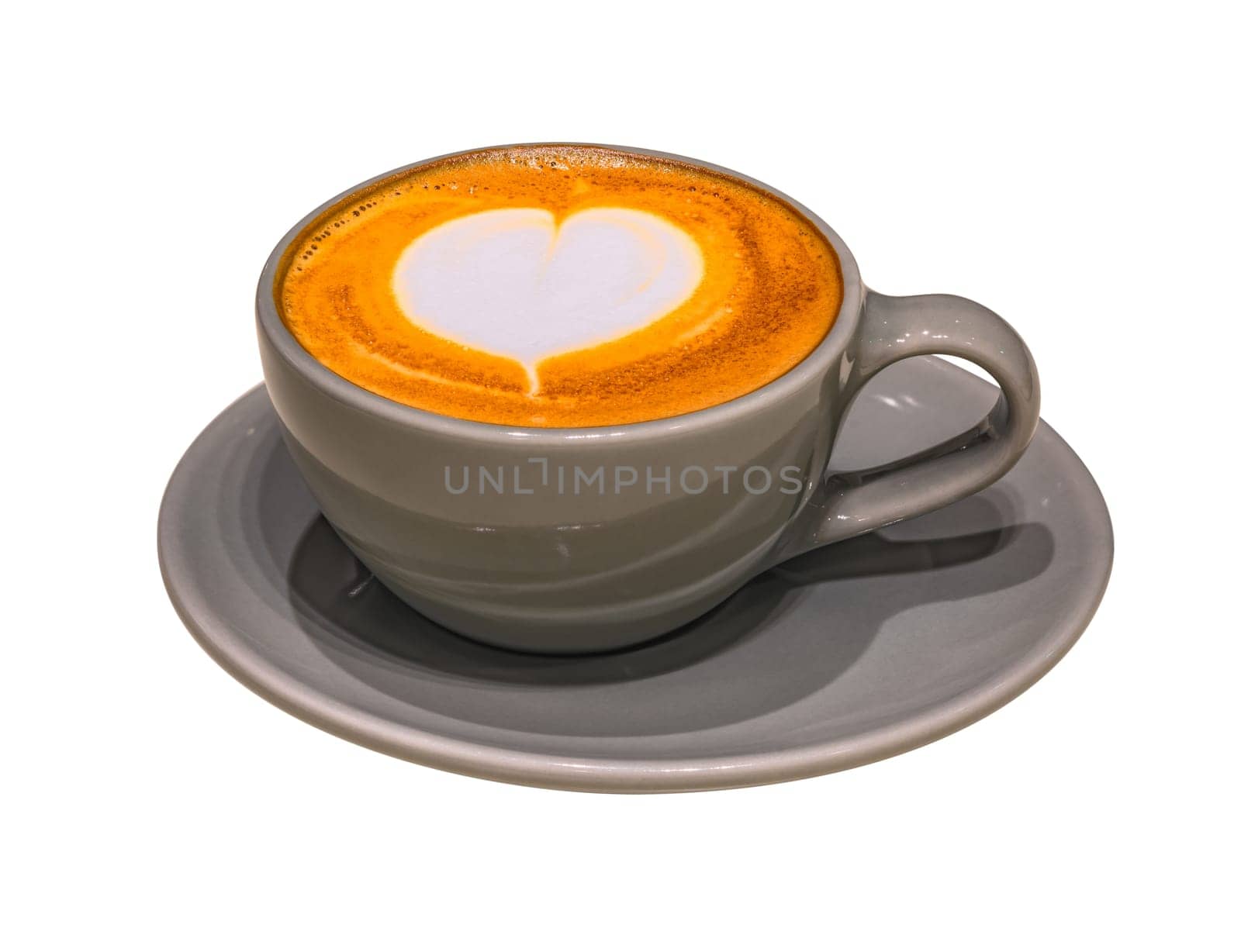 Isolated cup of cappuccino with a latte art on a white background. by kuremo