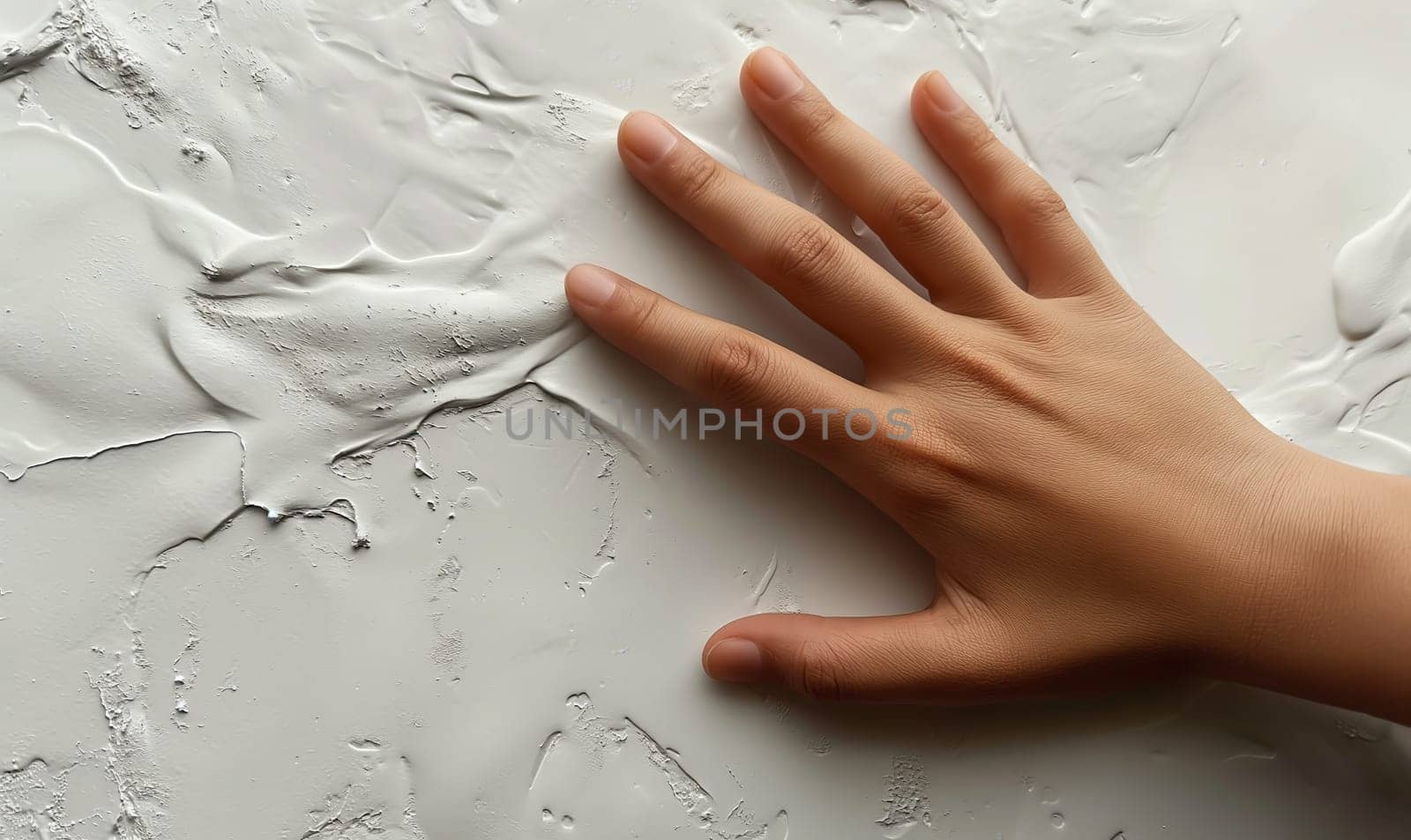 The hand lies on a white background. by Fischeron