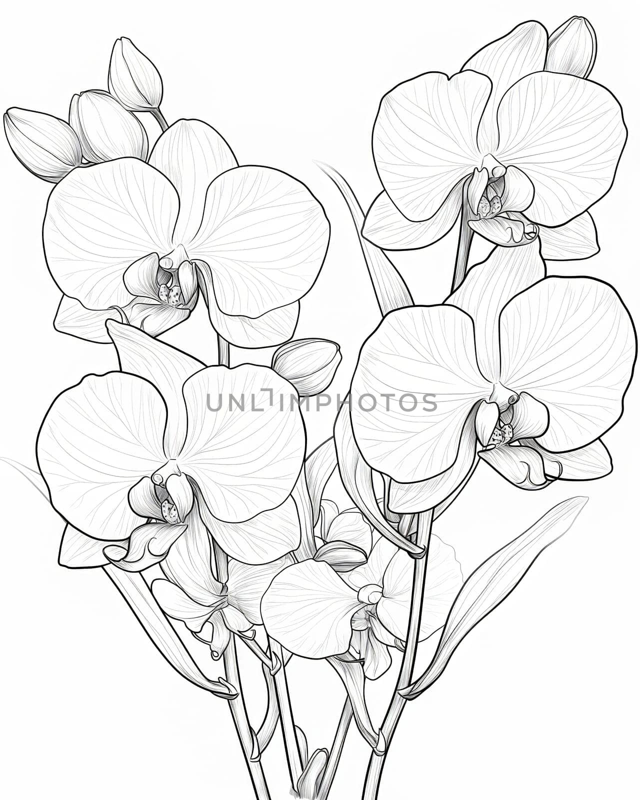 Coloring book for kids, coloring flower, plant, orchid. by Fischeron