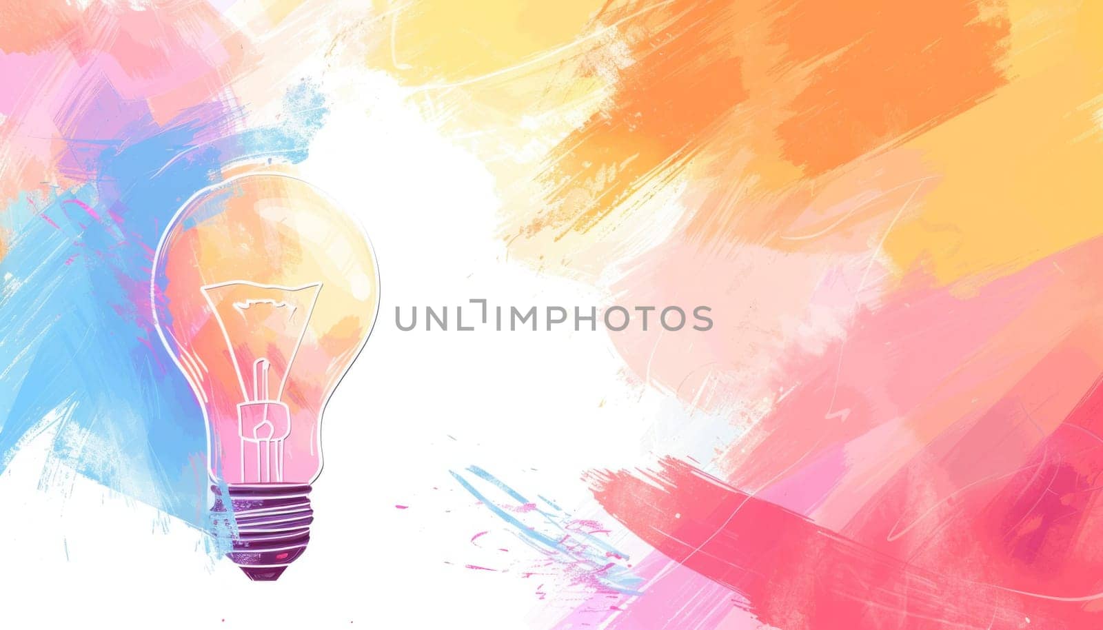 Inspired light bulb in vibrant splatter paint background illumination and creativity concept art design energy and ideas conceptual artistic canvas beauty of imagination and colorful innovation
