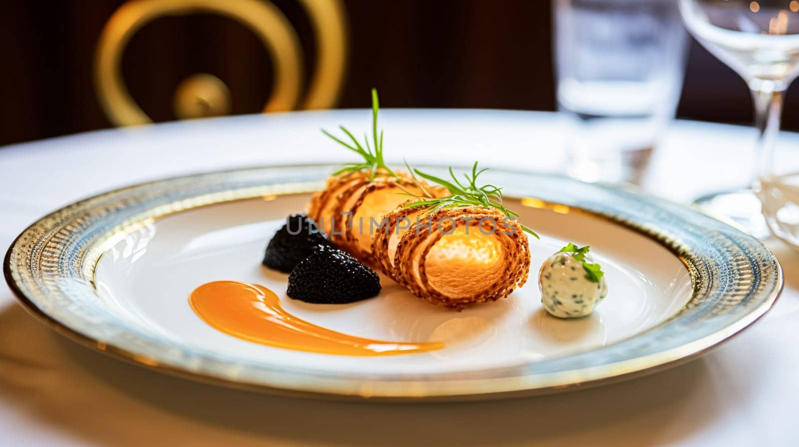 Food, hospitality and room service, starter appetisers with caviar as exquisite cuisine in hotel restaurant a la carte menu, culinary art and fine dining by Anneleven