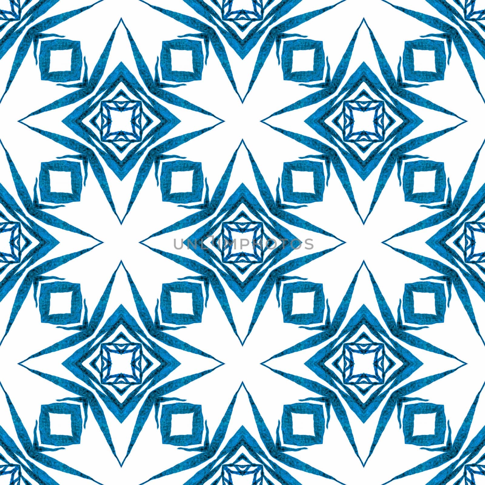 Repeating striped hand drawn border. Blue surprising boho chic summer design. Textile ready ravishing print, swimwear fabric, wallpaper, wrapping. Striped hand drawn design.