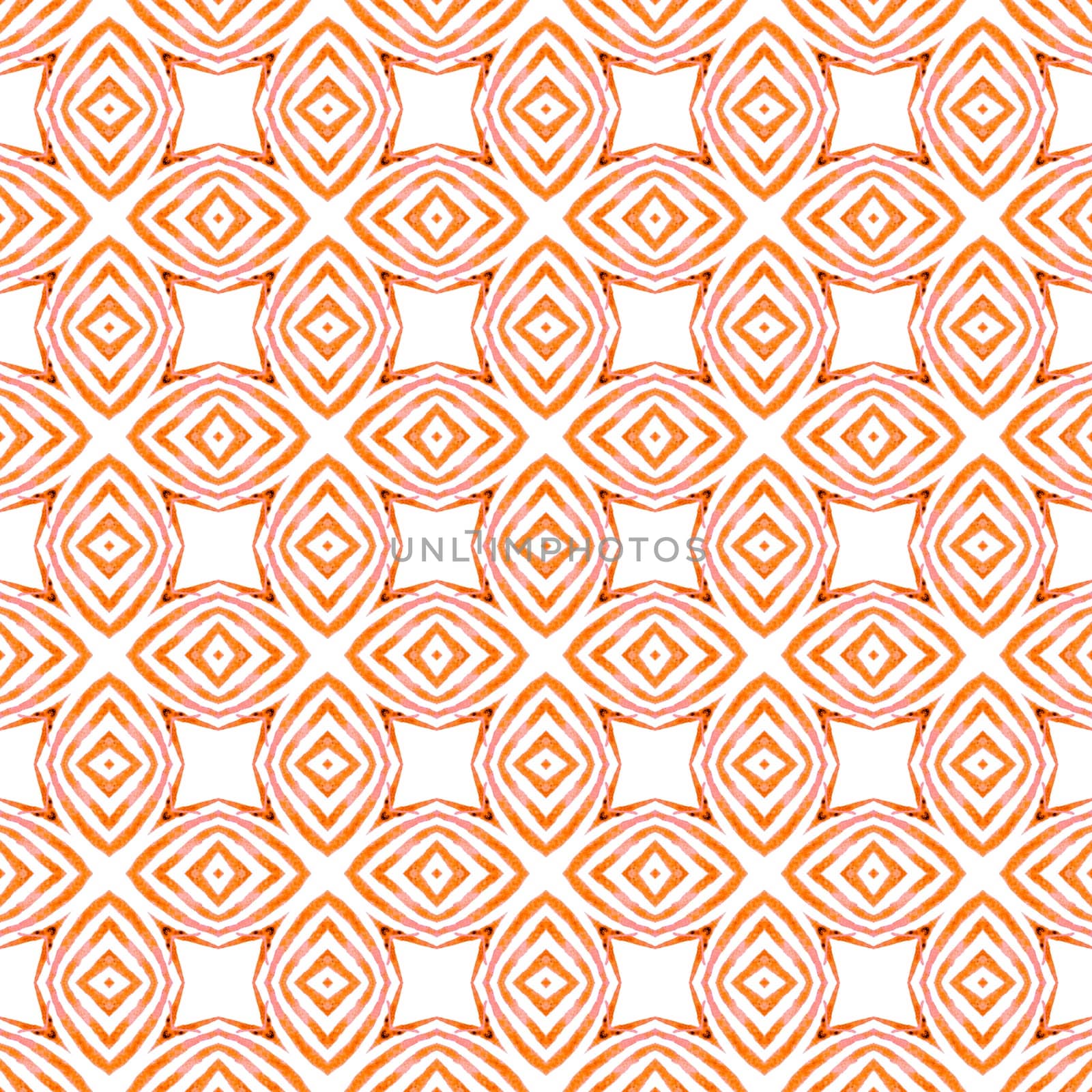 Textile ready captivating print, swimwear fabric, wallpaper, wrapping. Orange magnificent boho chic summer design. Repeating striped hand drawn border. Striped hand drawn design.