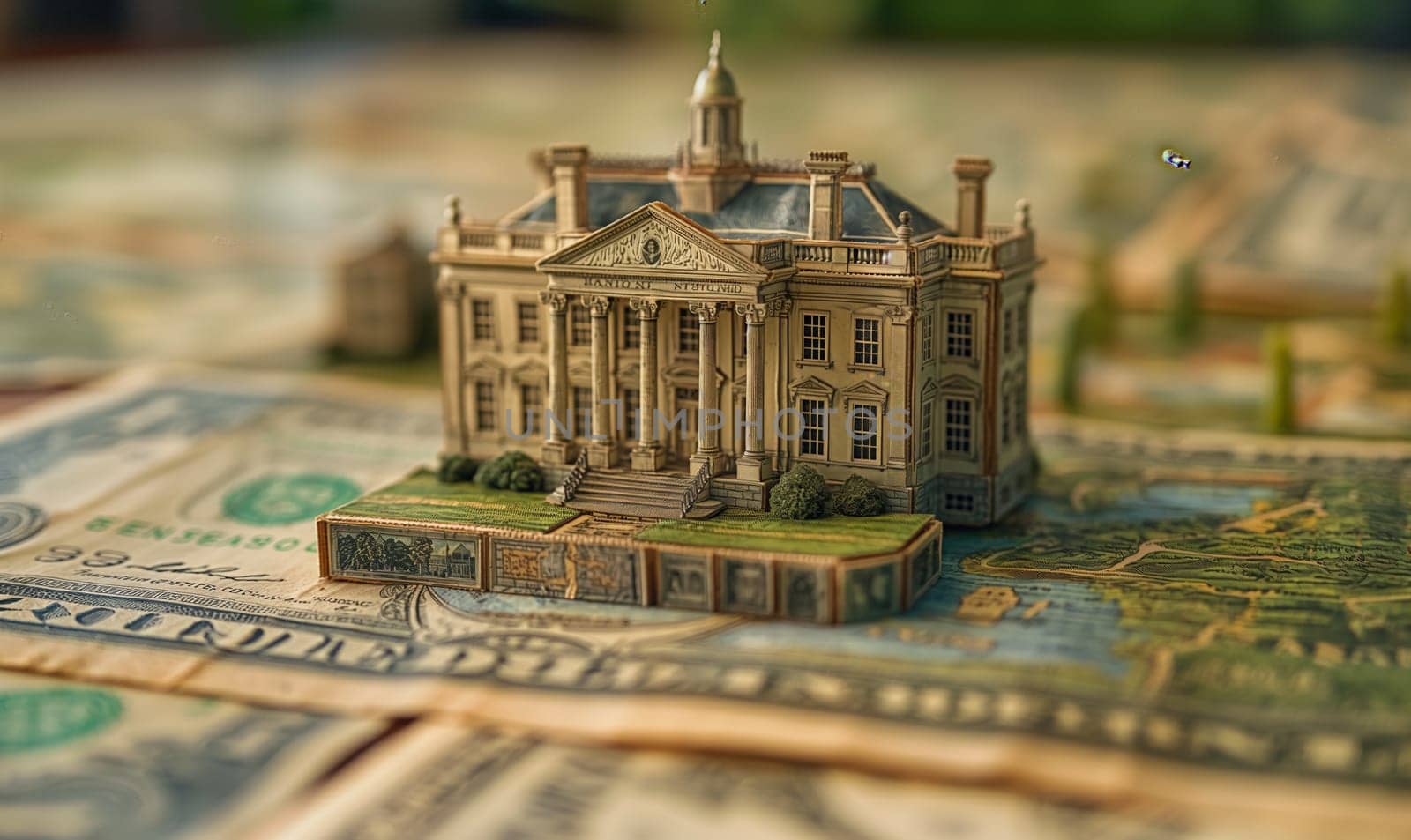 Miniature House on Pile of Money. by Fischeron