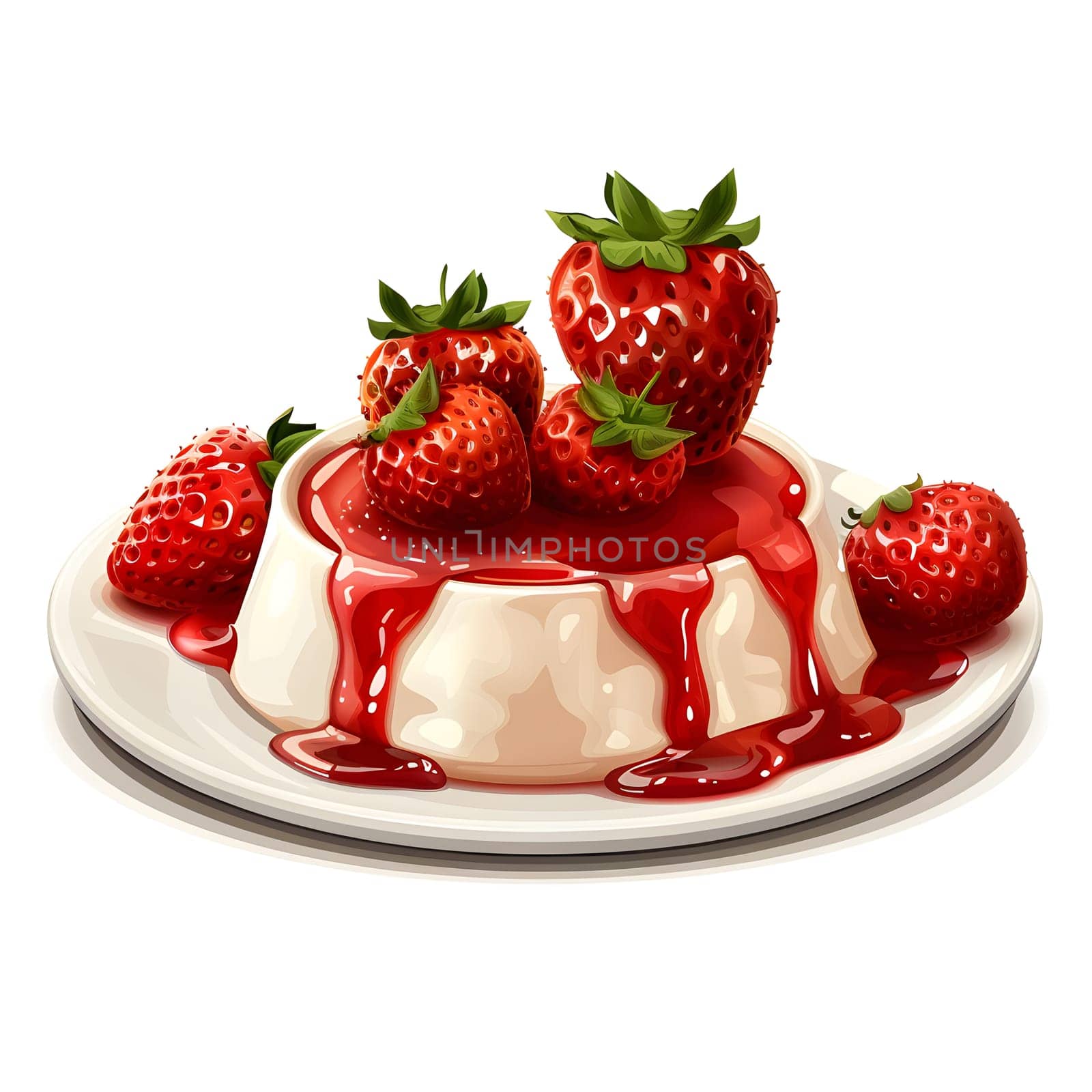 Strawberry dessert served on a plate as a sweet treat by Nadtochiy