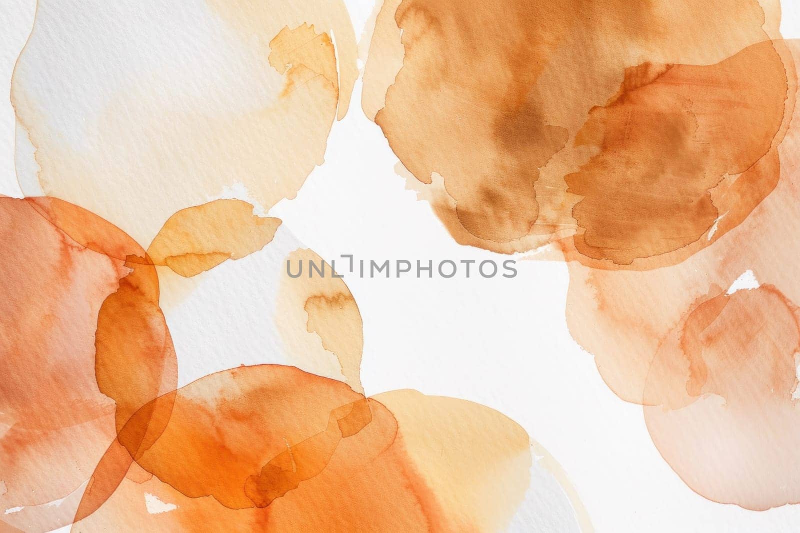 Floral watercolor painting of orange flowers and leaves on white background for art and beauty inspiration