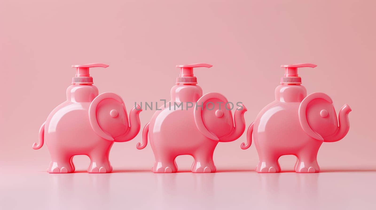 A Mockup pink elephants cosmetics bottle for kid.