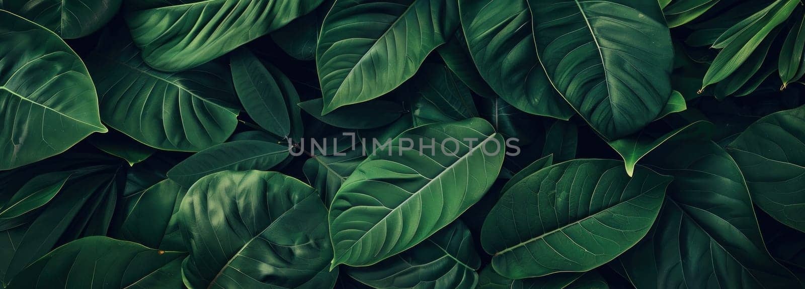 Green leaves closeup on dark background nature beauty organic botanical environment 3d rendering concept